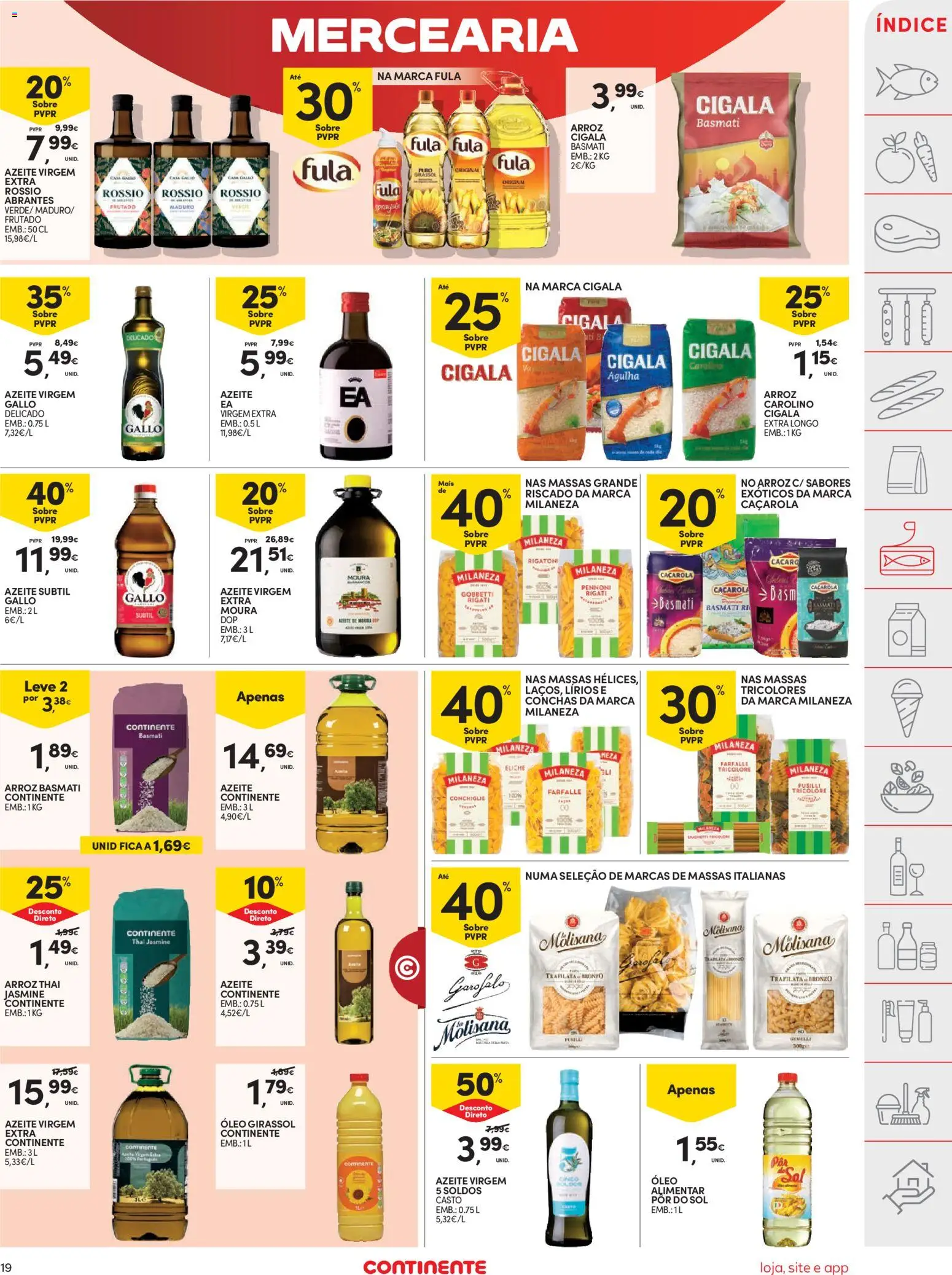 Continente folheto │ válido de 18/08/2026 | Página: 19 | Produtos: Mercearia, Arroz basmati, Cama, Azeite virgem extra