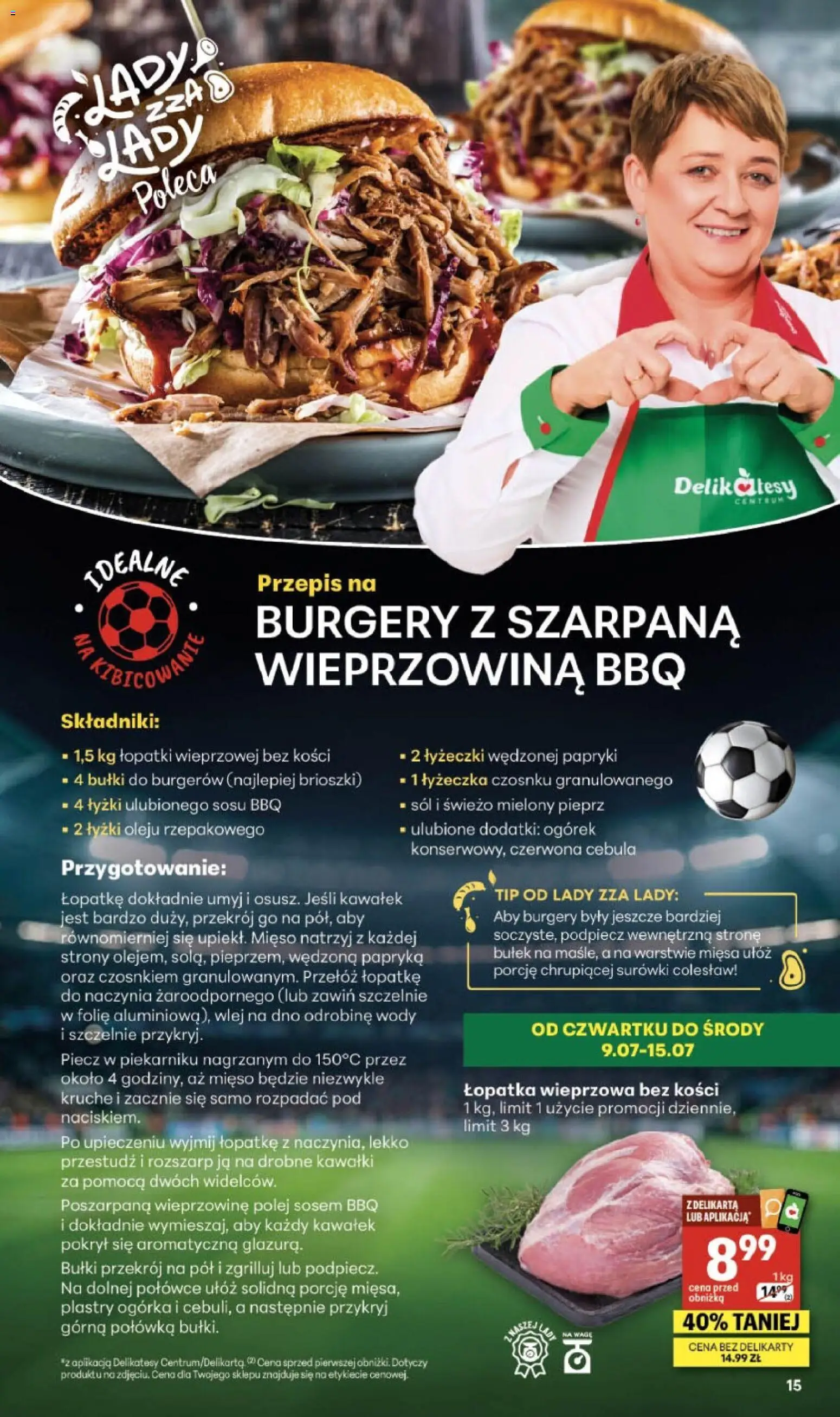Delikatesy Centrum gazetka od 09.07.2026 | Strona: 15 | Produkty: Delikatesy, Łopatka wieprzowa, Sól, Pieprz