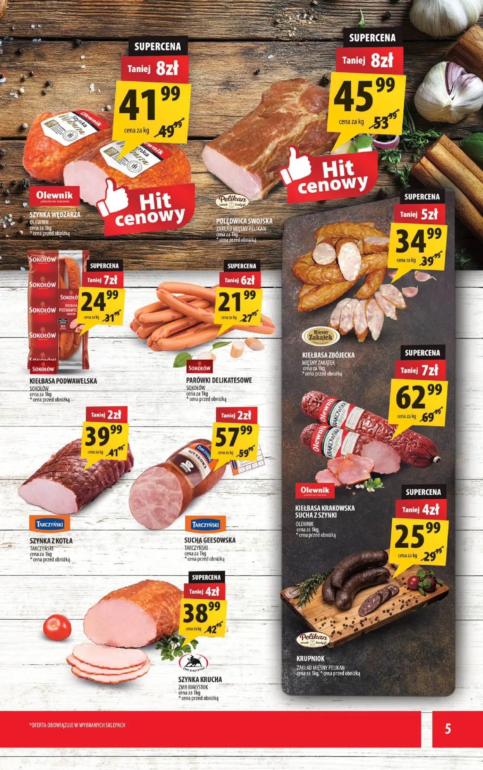 Arhelan gazetka od 10.08.2026 | Strona: 5 | Produkty: Kiełbasa, Parówki, Szynka, Kiełbasa krakowska