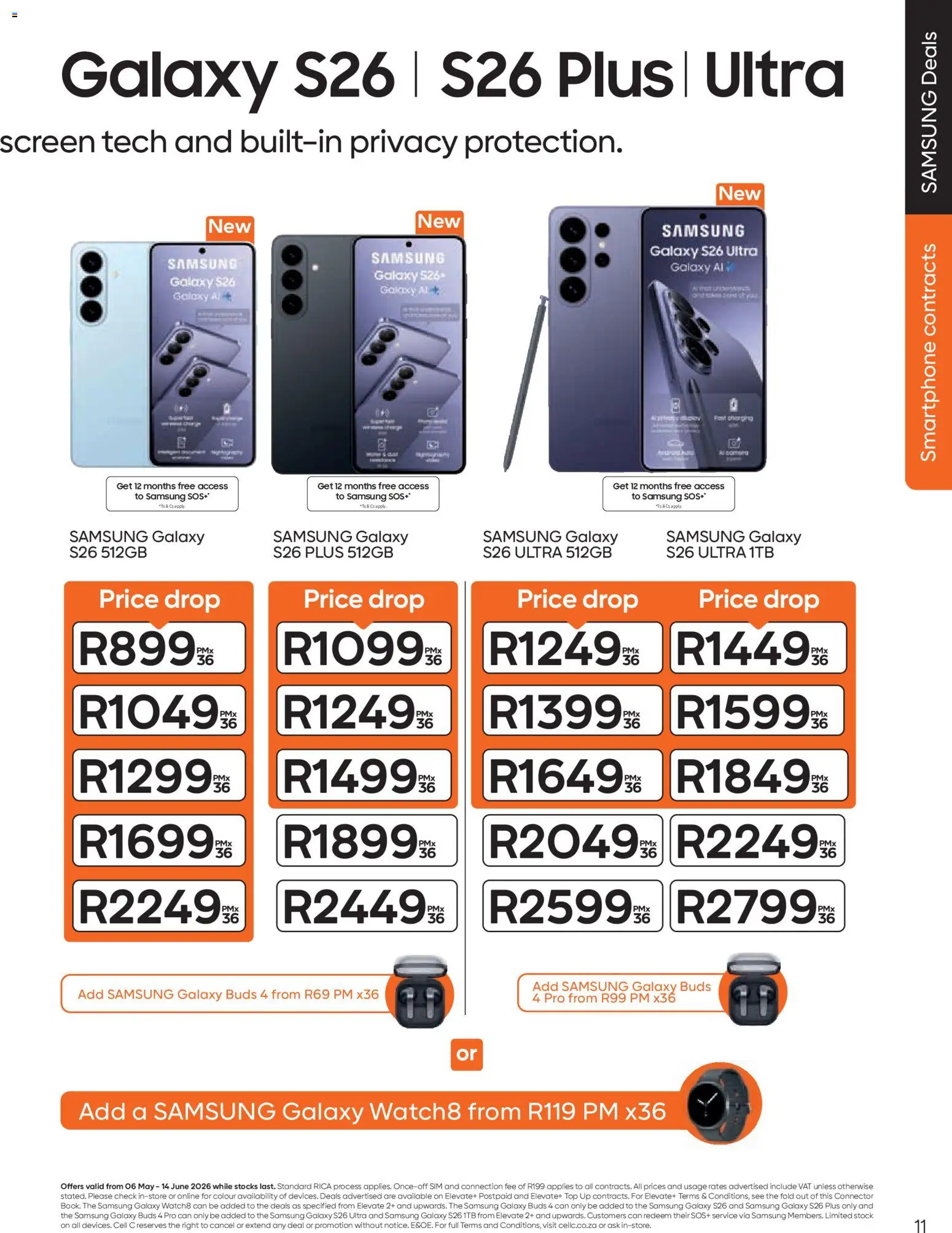 New Cell C catalogue – valid from 06.05.2026 | Page: 13 | Products: Sim, Smartphone, Connector, Stock