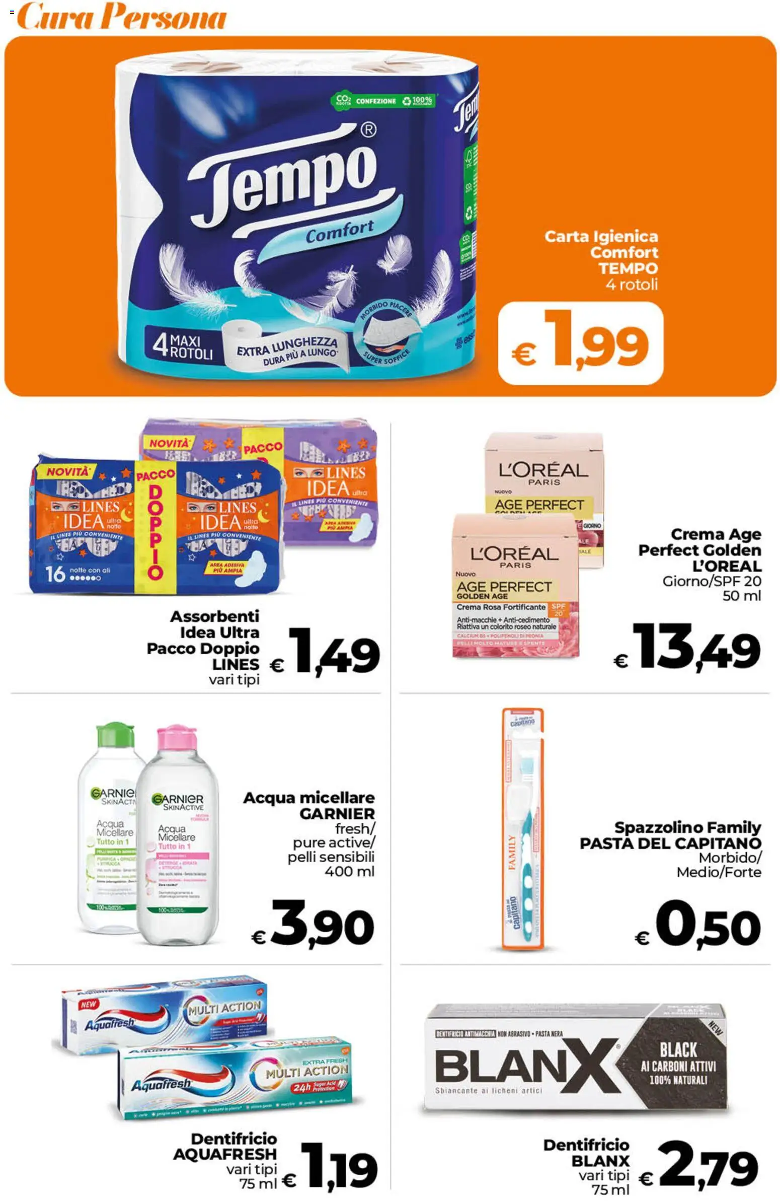 Volantino Ipercoop del 02/10/2026 | Pagina: 42 | Prodotti: Crema, Dentifricio, Acqua, Assorbenti