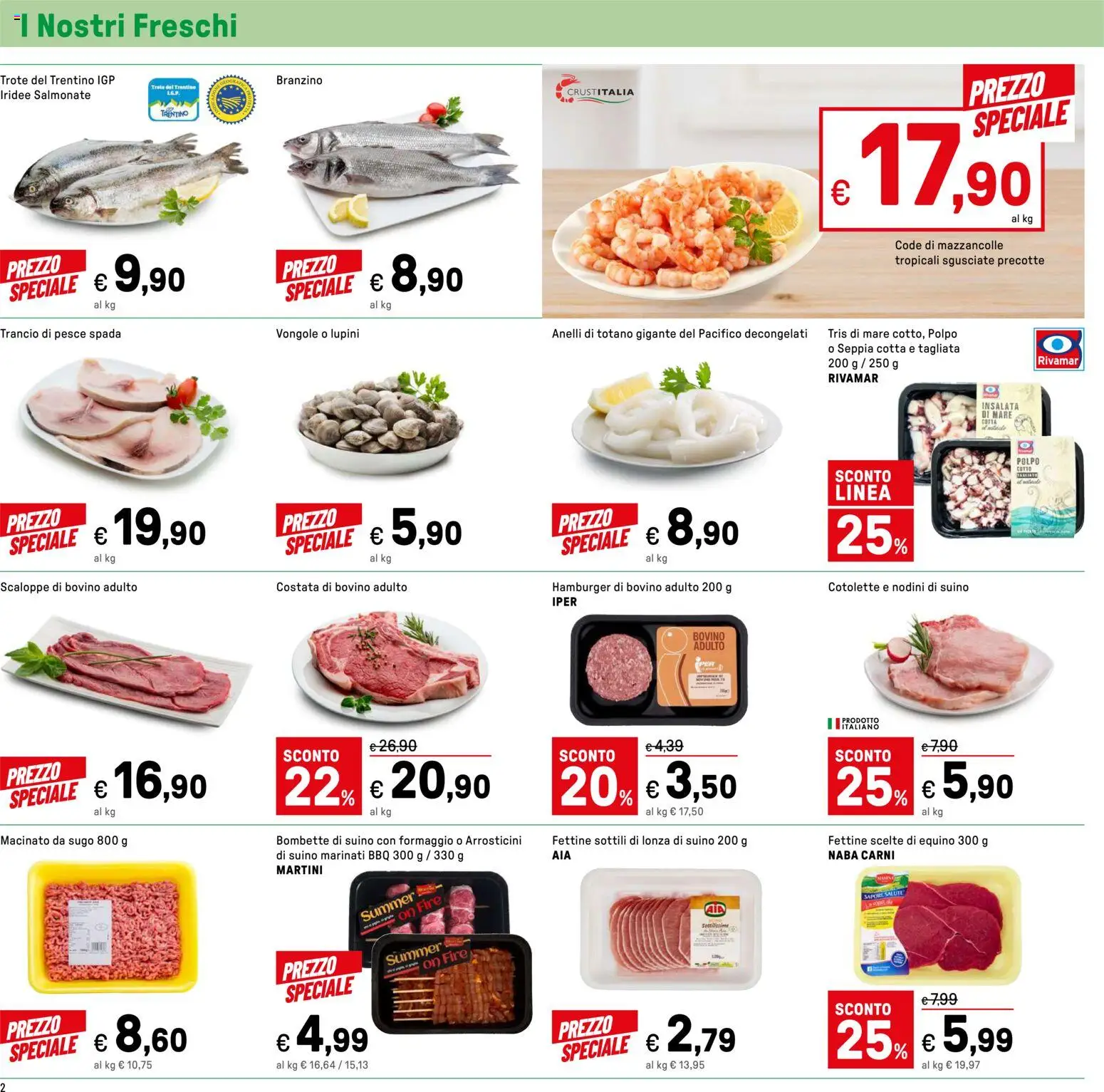 Volantino Iper del 11.05.2026 | Pagina: 2 | Prodotti: Bovino, Insalata, Mazzancolle, Pesce spada