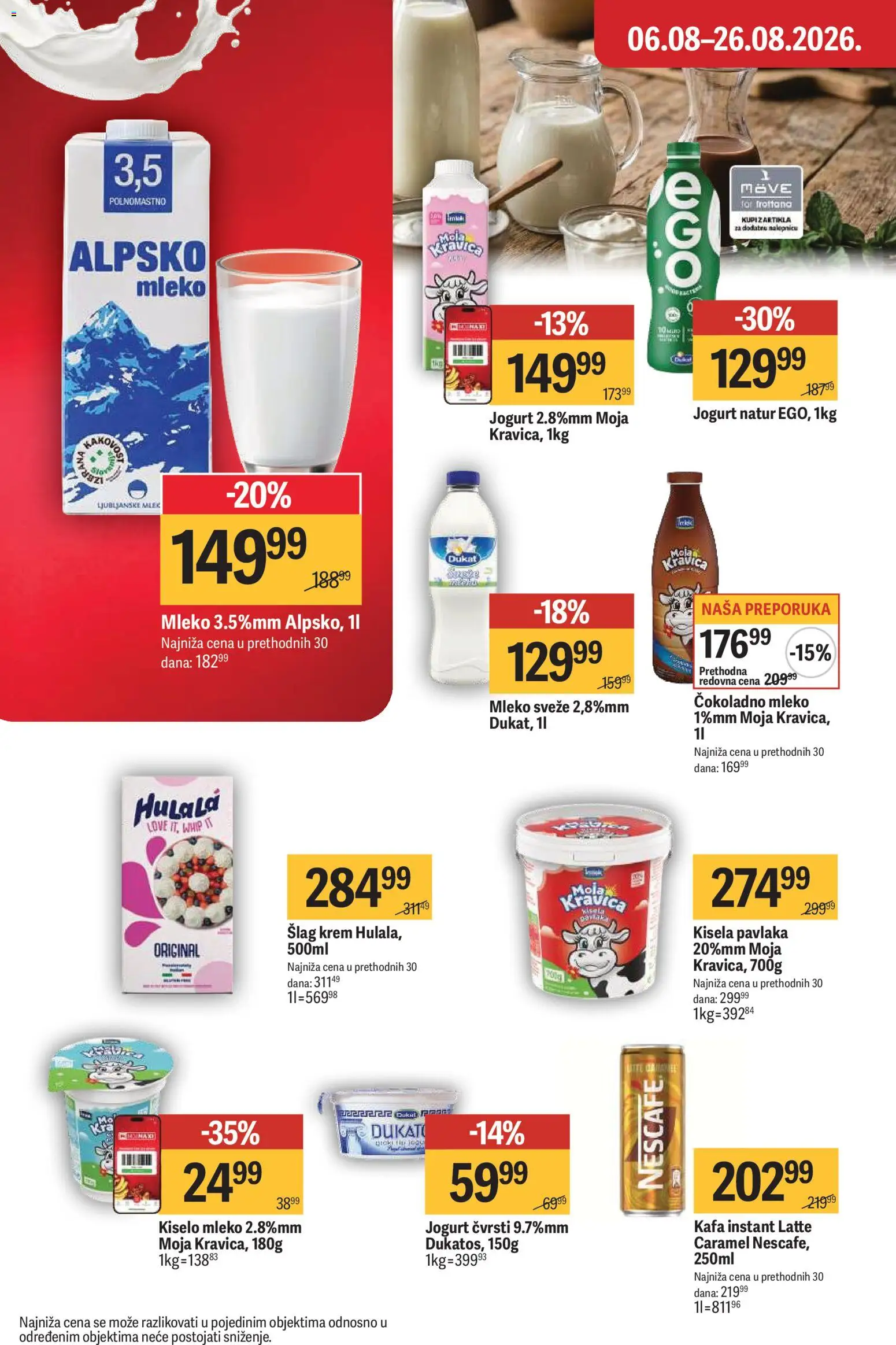 Maxi katalog - važi od 06.08.2026 | Strana: 20 | Proizvode: Šlag, Čokoladno mleko, Jogurt, Nescafé