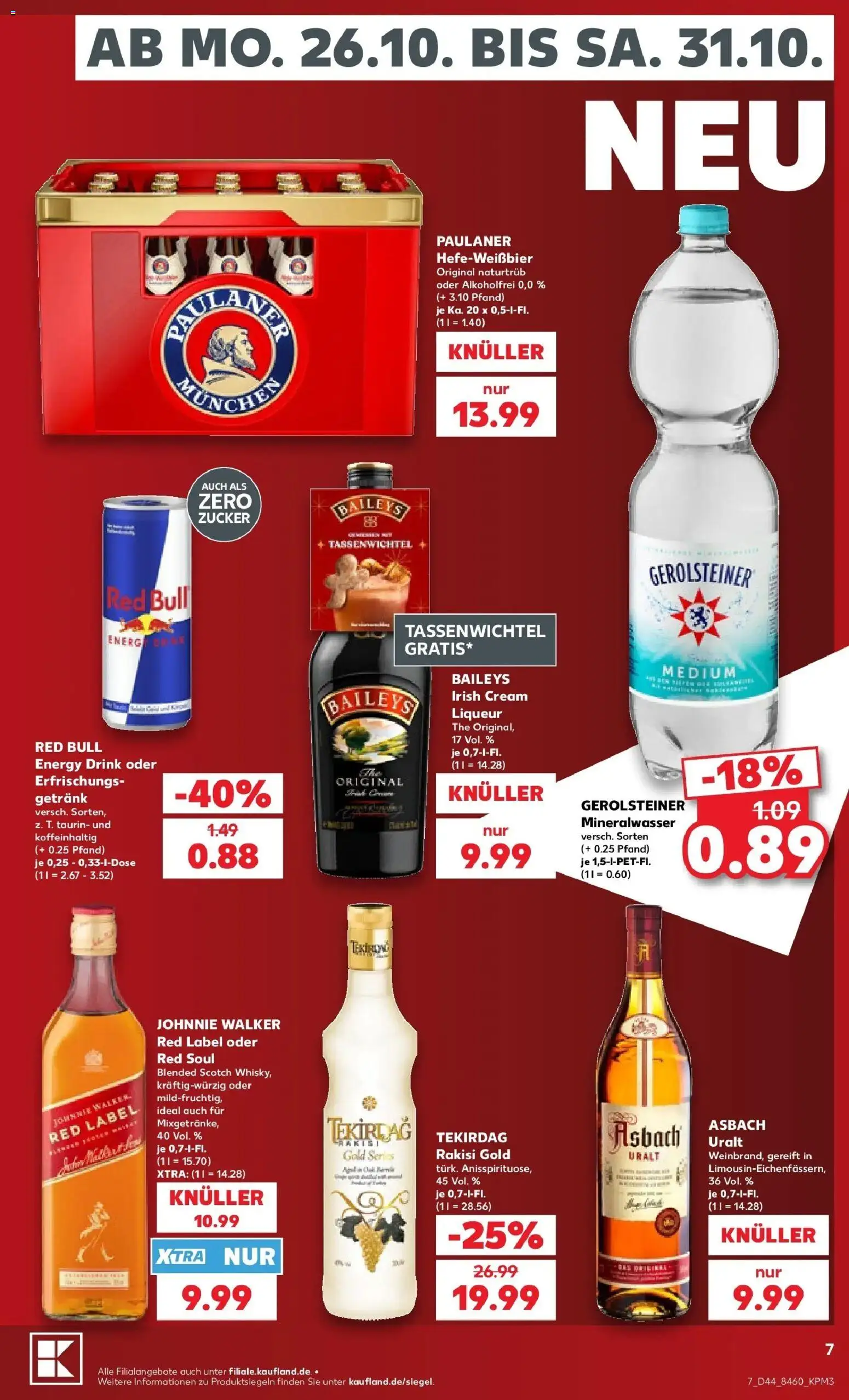 Prospekt Kaufland ab 26.10.2026 » Angebote Online zum Blättern | Seite: 11 | Produkte: Zucker, Johnnie walker, Asbach, Gerolsteiner