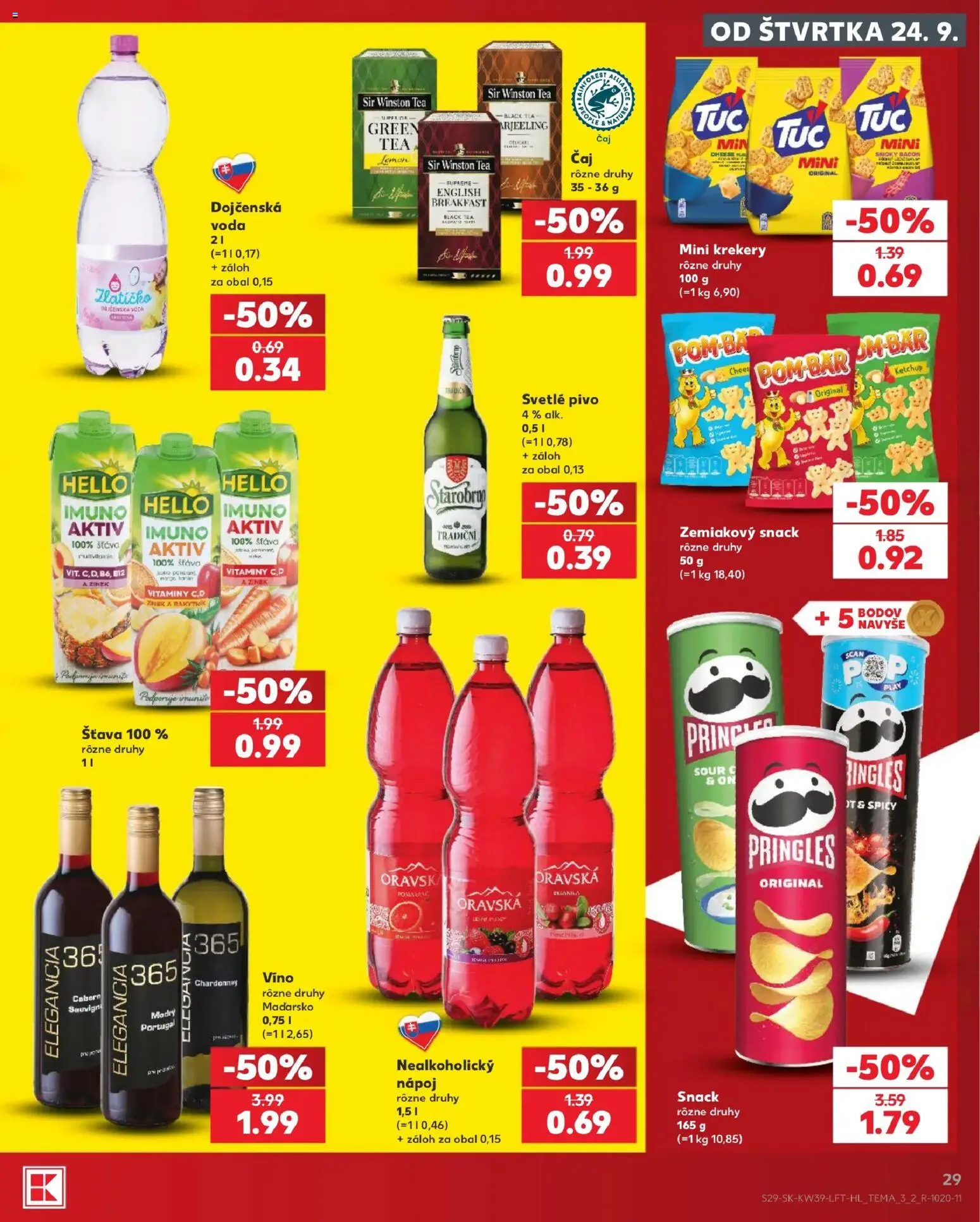 Nové Kaufland akcie – leták je platný od 24.09.2026 | Strana: 29 | Produkty: Pivo, Víno, Pringles, Šťava