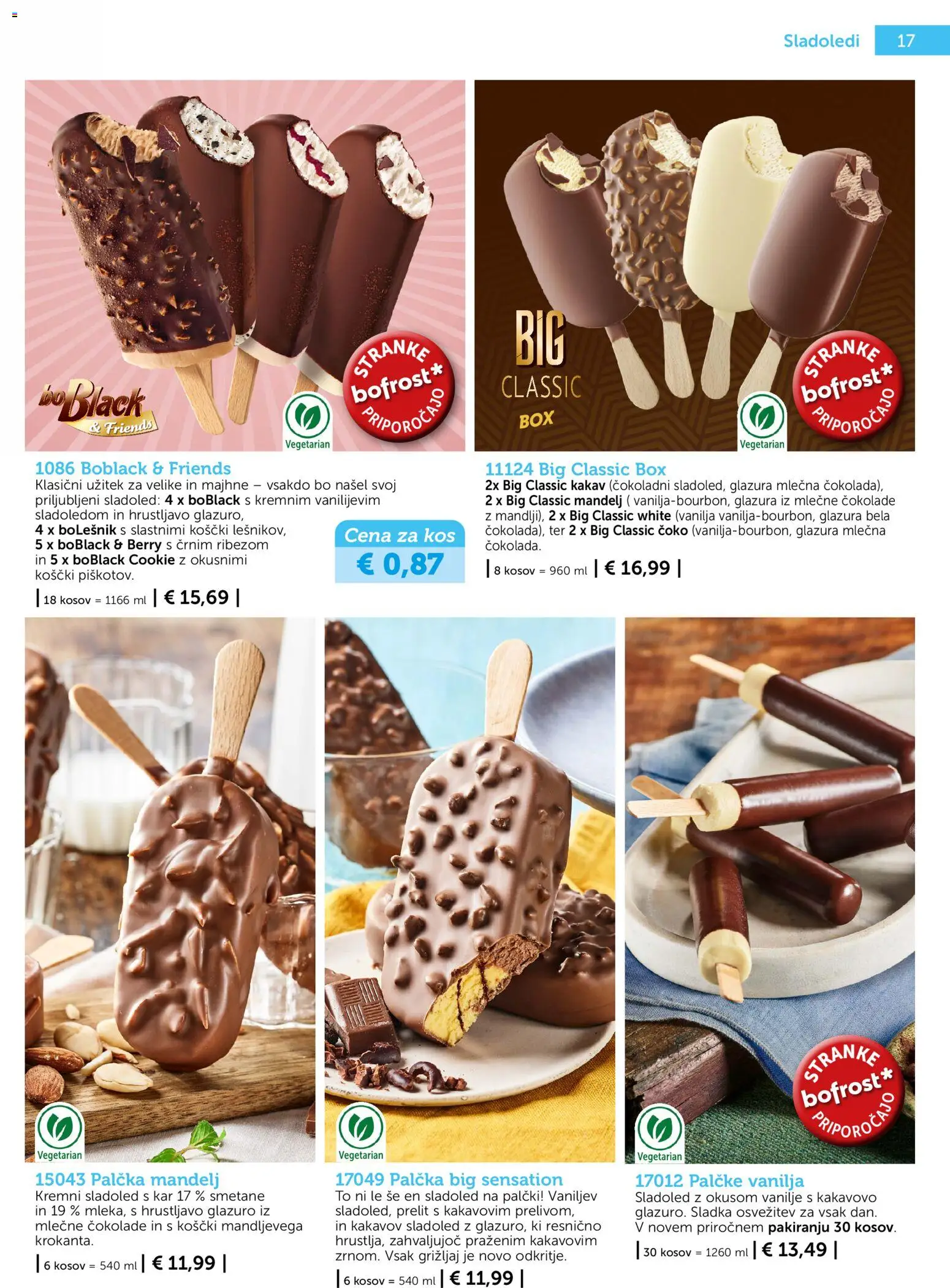 Novi Bofrost katalog ponudbe – veljaven od 01.10.2026 | Stran: 17 | Izdelki: Kos, Kakav, Sladoled