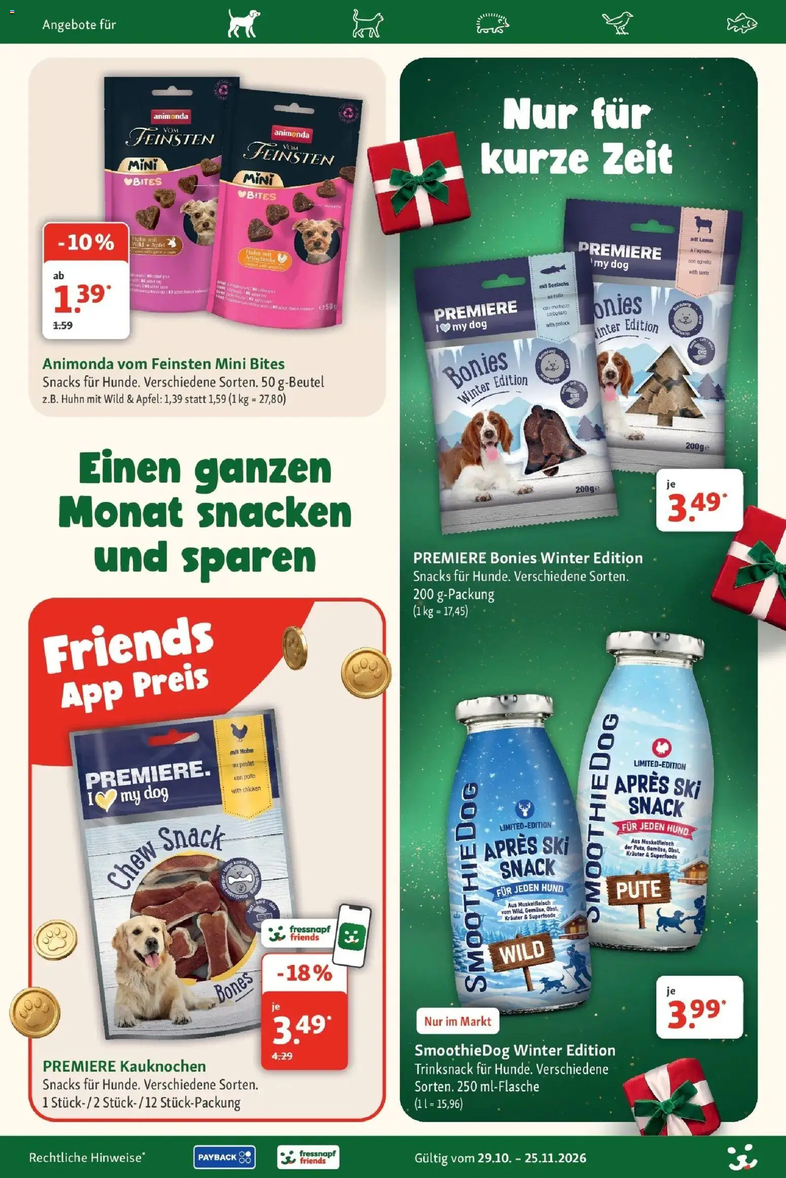 Fressnapf - Fressnapf: Tierisch viel Weihnachten schon den ganzen November (ab 29.10.2026) zum Blättern | Seite: 19 | Produkte: Pute, Äpfel, Ski