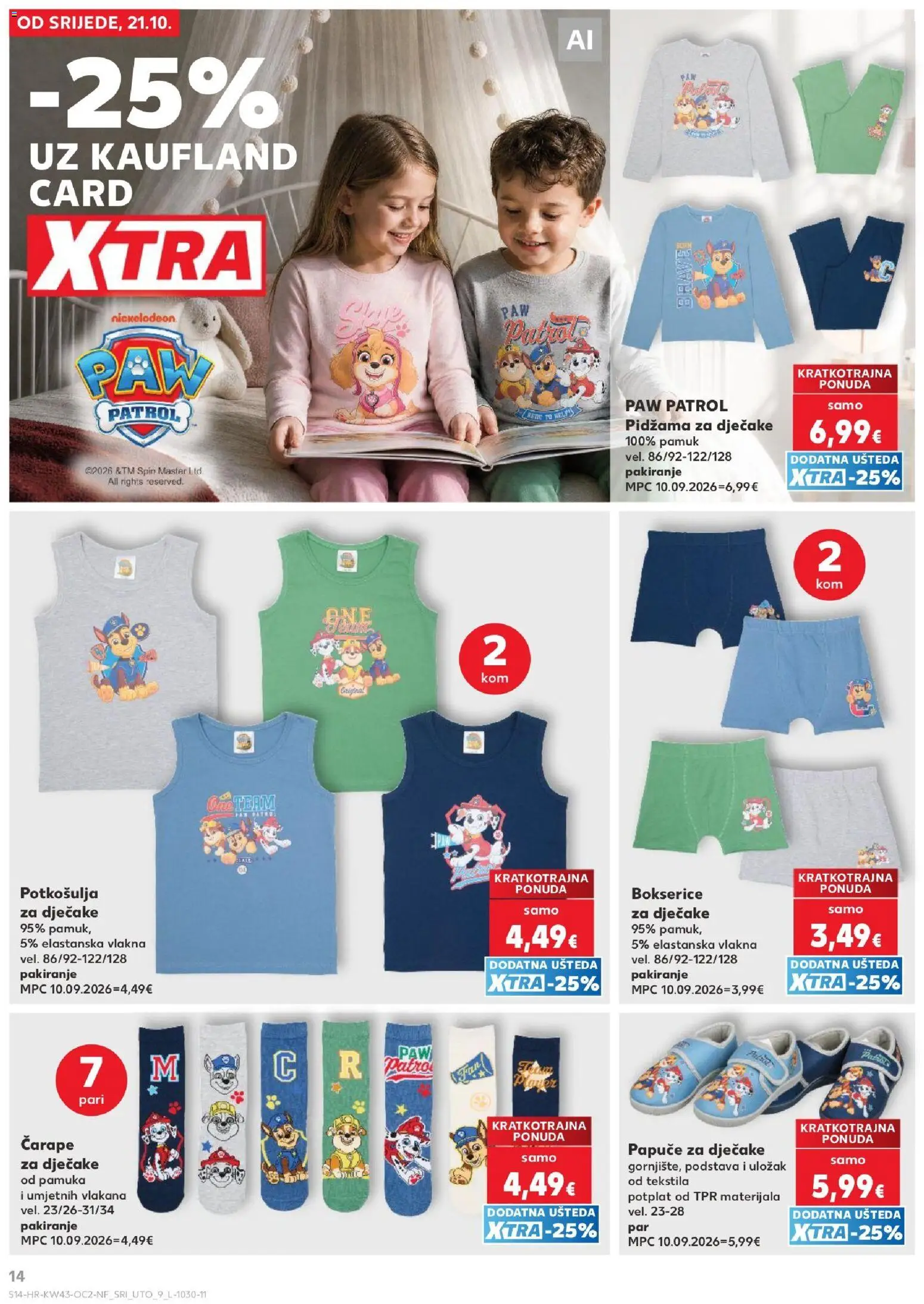Kaufland HR akciós ujság - amely érvényes a következő dátumtól: 2026.10.21. | Oldal: 14 | Termékek: Paw Patrol