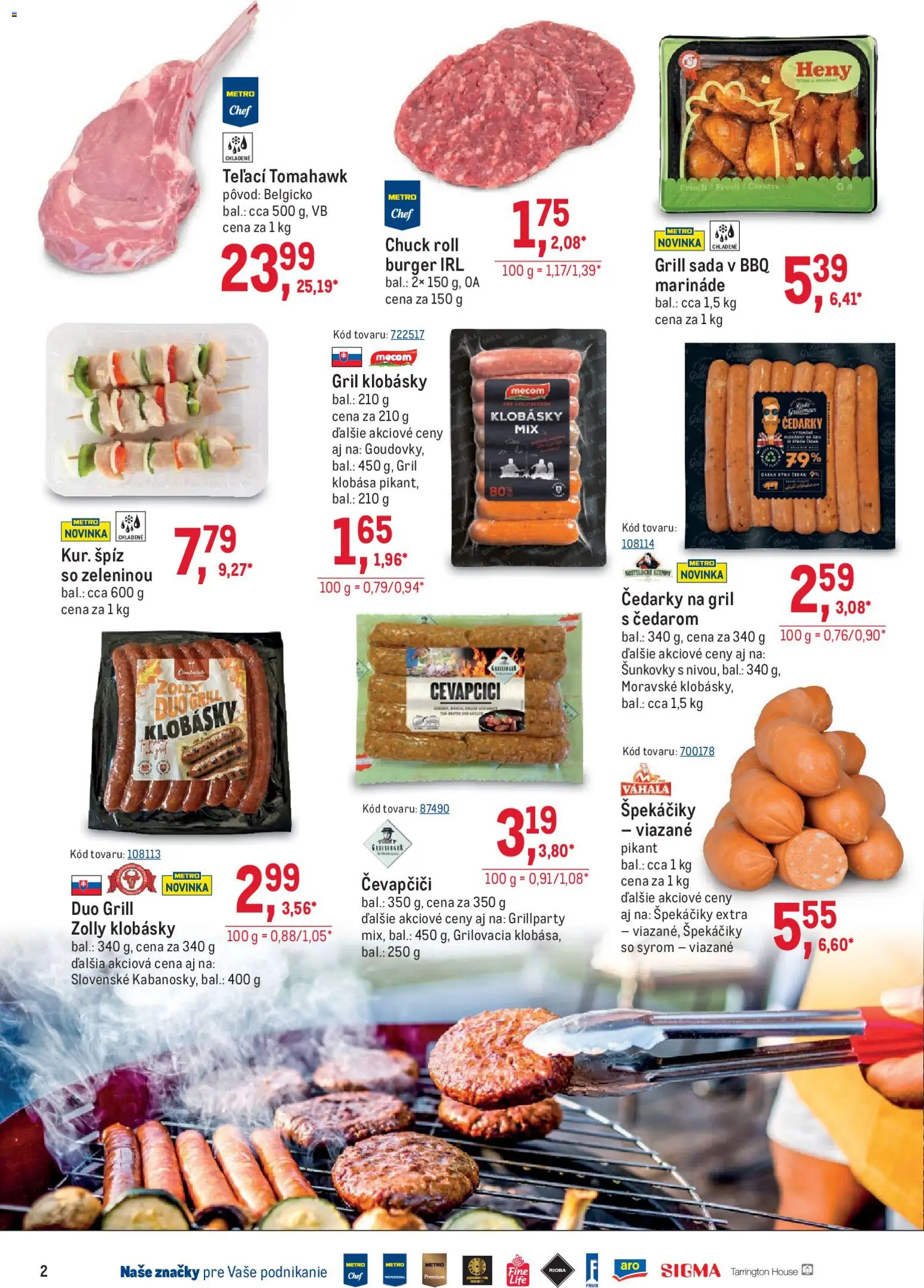 Nové Metro akcie – leták je platný od 06.05.2026 | Strana: 2 | Produkty: Gril, Klobása