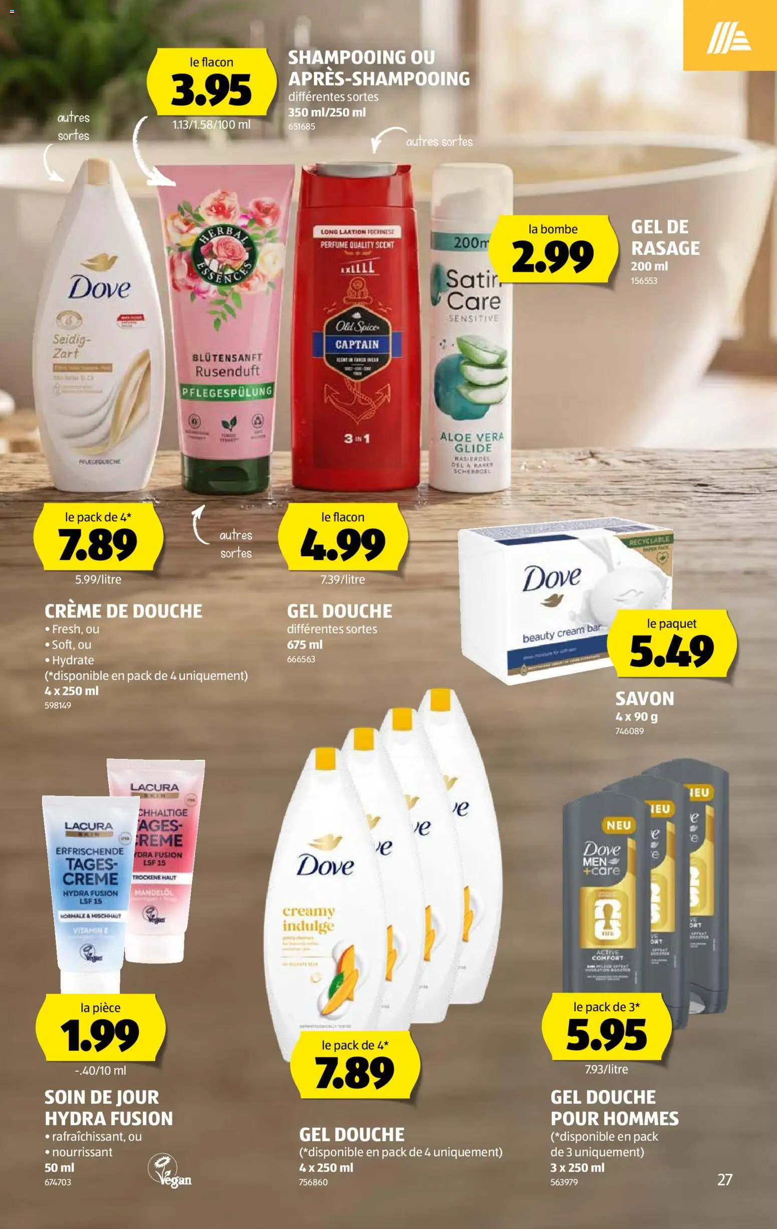 Aldi aktionen FR – gültig ab 16.07.2026 | Seite: 27 | Produkte: Shampoo, Conditioner, Shower Gel, Creme