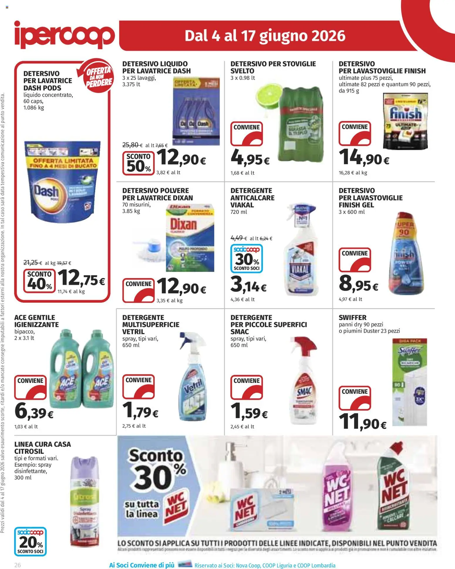 Volantino Ipercoop del 04.06.2026 | Pagina: 26 | Prodotti: Detergente, Lavatrice, Lavastoviglie, Data