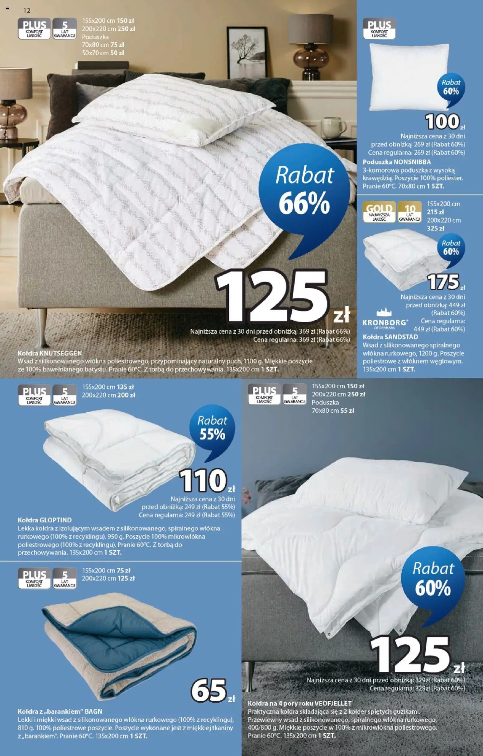 JYSK gazetka od 23.09.2026 | Strona: 12 | Produkty: Poduszka 70x80, Torba, Poduszka, Kołdra