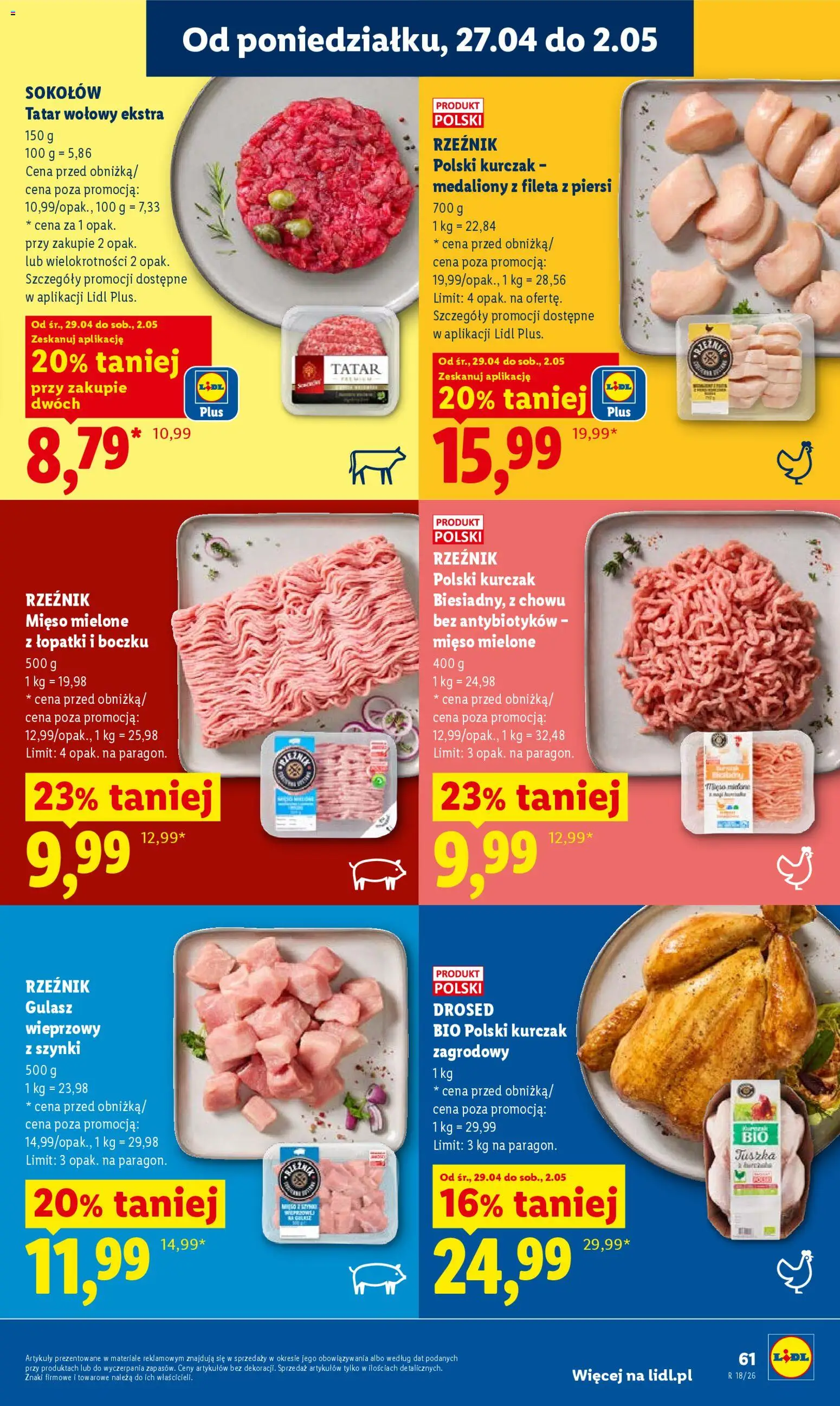 Lidl gazetka od 29.04.2026 | Strona: 61 | Produkty: Piersi, Mięso, Kurczak zagrodowy, Gulasz