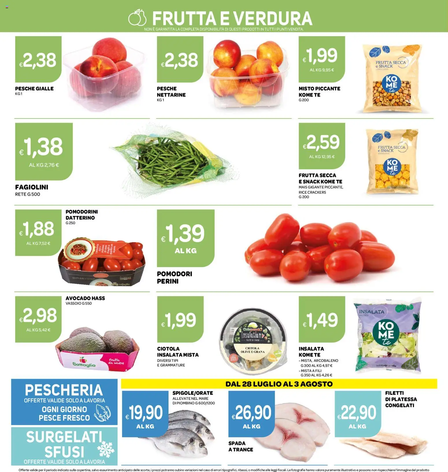 Volantino Ekom del 28/07/2026 | Pagina: 8 | Prodotti: Tè, Avocado, Crackers, Fagiolini