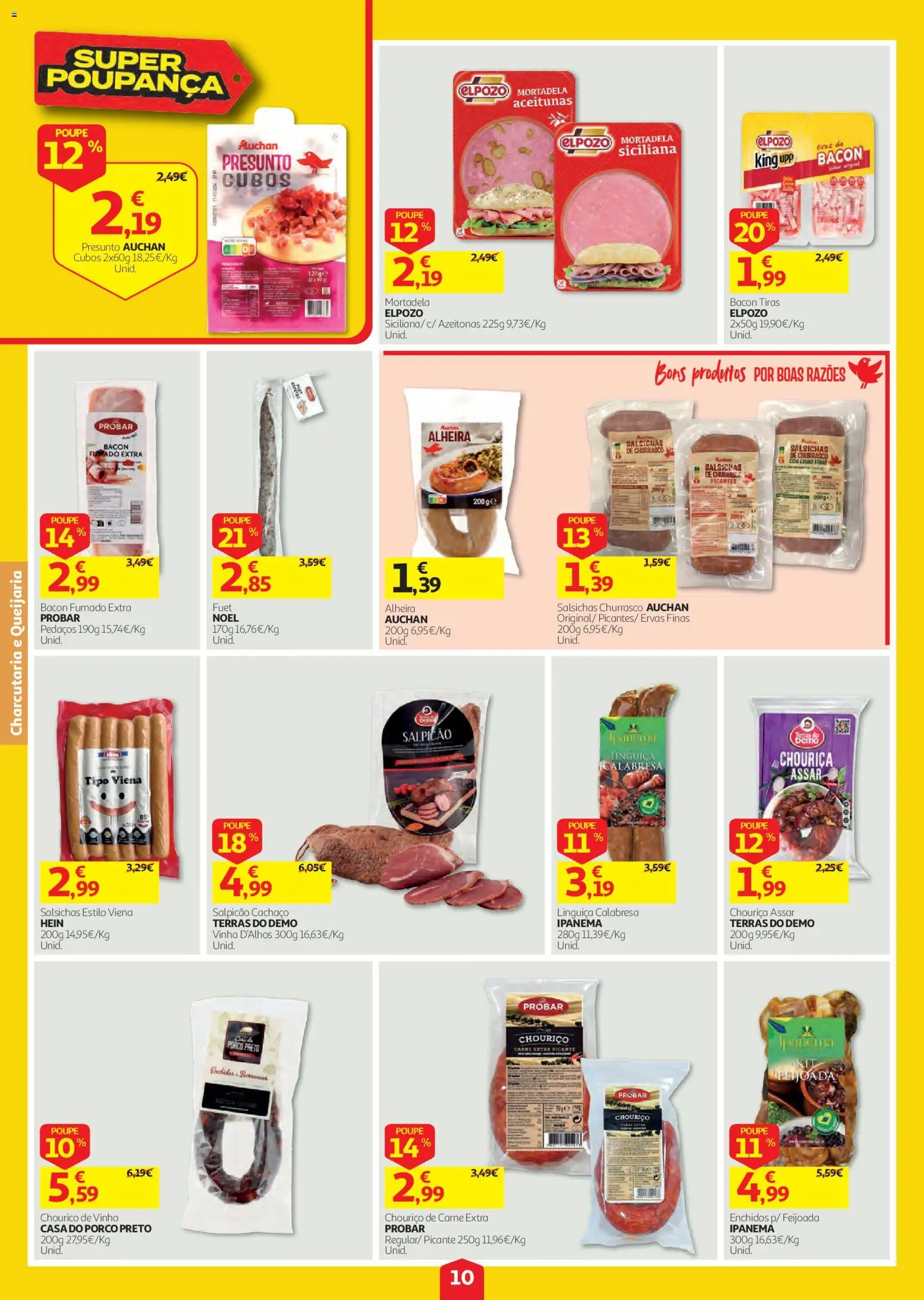 Auchan folheto │ válido de 20/08/2026 | Página: 10 | Produtos: Mortadela, Linguiça, Chouriço, Salsichas