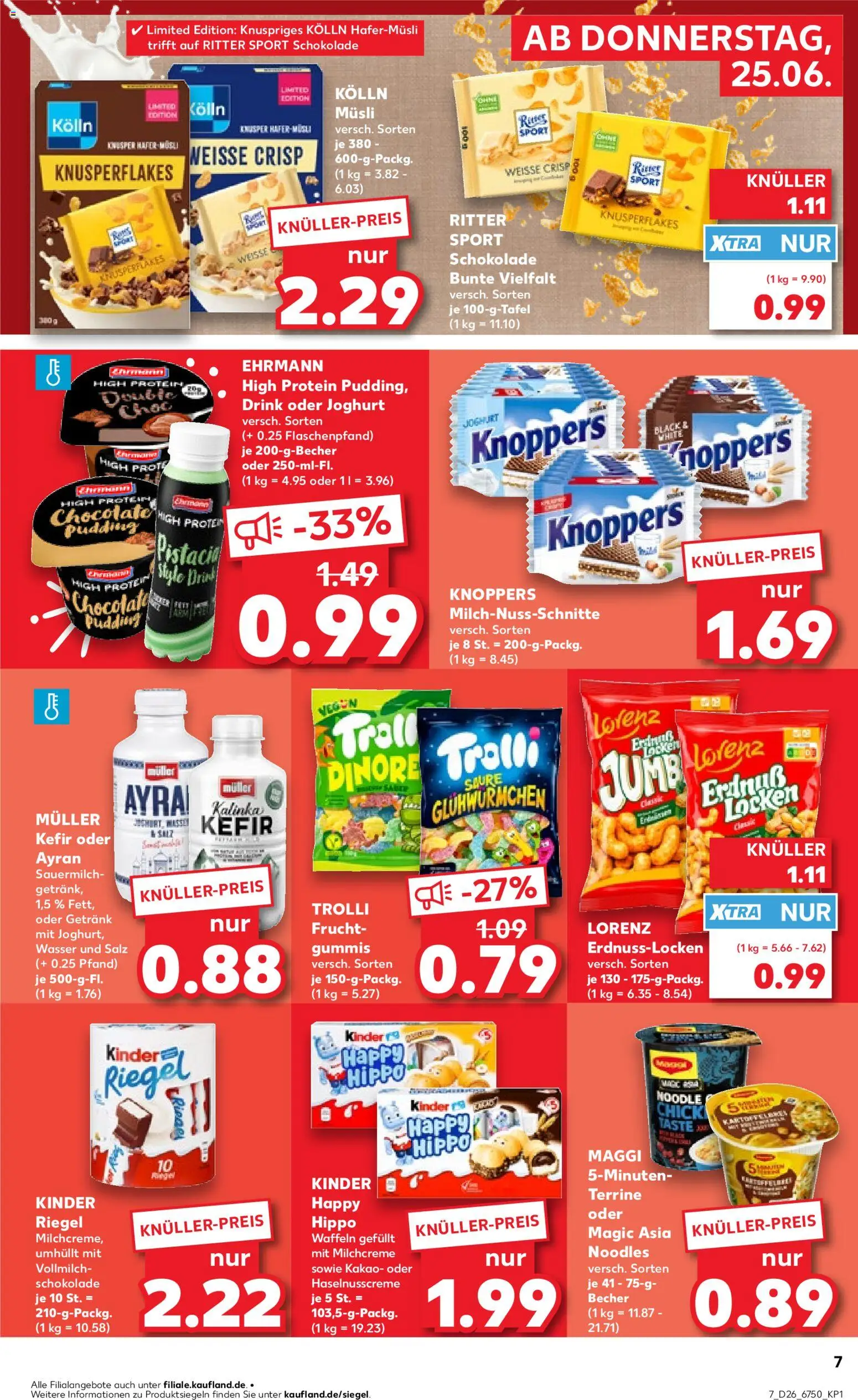Kaufland Německo leták - Berlin od 25.06.2026 | Strana: 7 | Produkty: Kefír, Ayran, Protein, Kinder