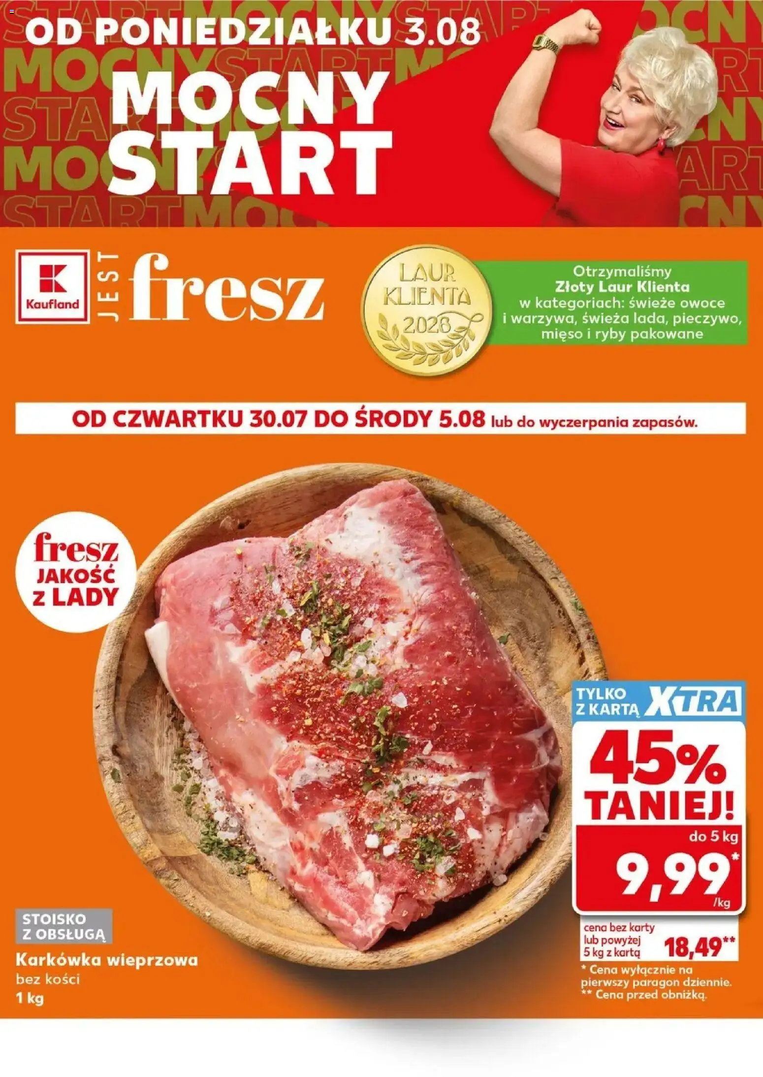 Kaufland gazetka - Mocny start od 03.08.2026 | Strona: 4 | Produkty: Karta, Karkówka, Karkówka wieprzowa, Owoce