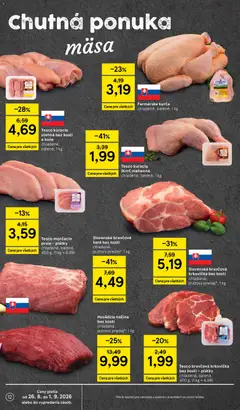 Tesco leták platný od 26.08.2026 | Strana: 12 | Produkty: Kuracie stehná, Kurča, Stehná, Bravčové karé