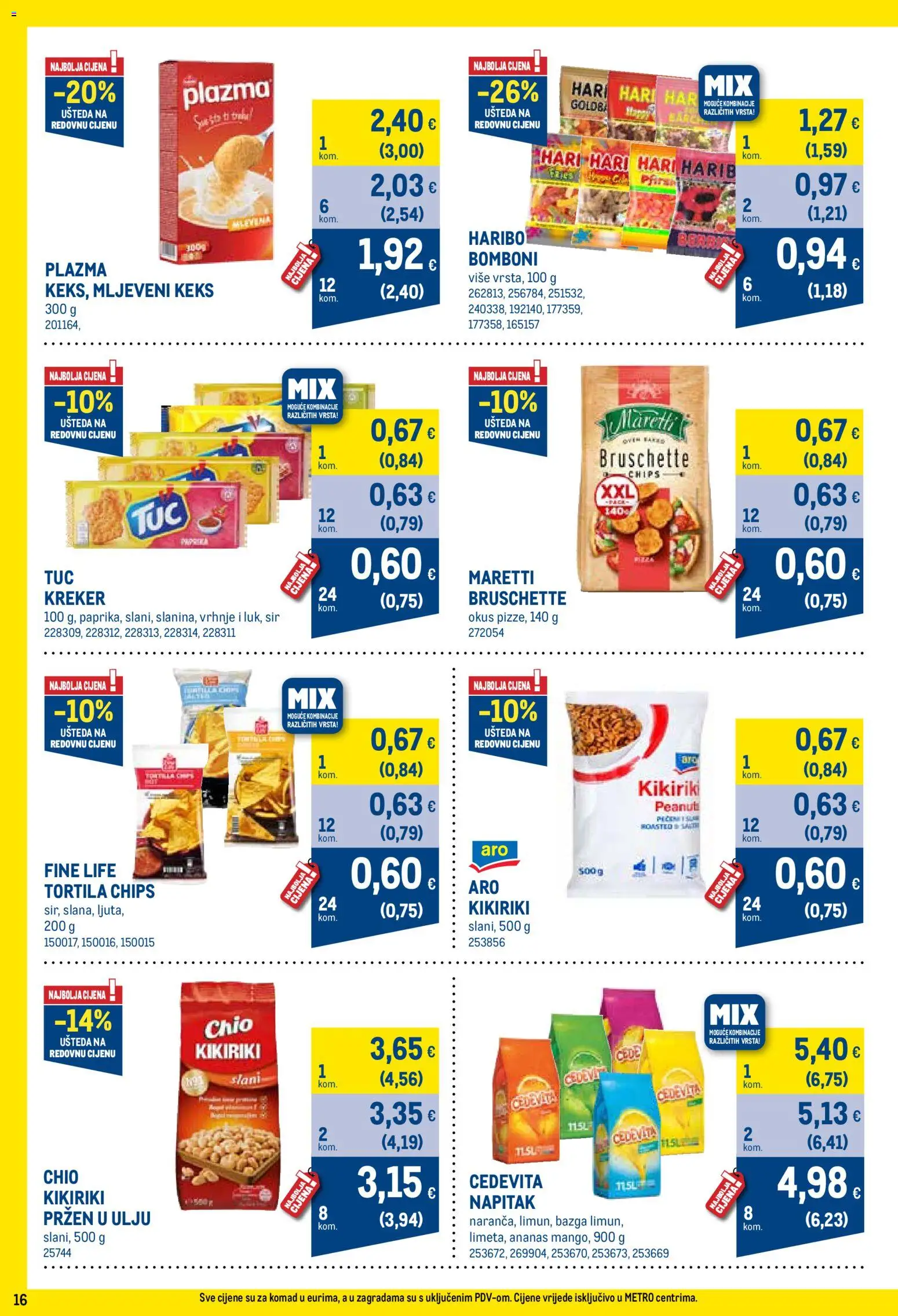 Metro katalog | vrijedi od 01.07.2026 | Stranica: 16 | Proizvodi: Bomboni, Keks, Cedevita, Bazga