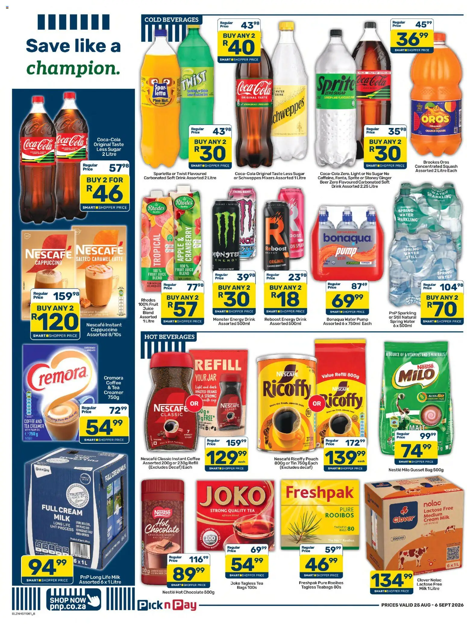 New Pick n Pay catalogue – valid from 25/08/2026 | Page: 6 | Products: Bag, Beverages, Light, Instant coffee