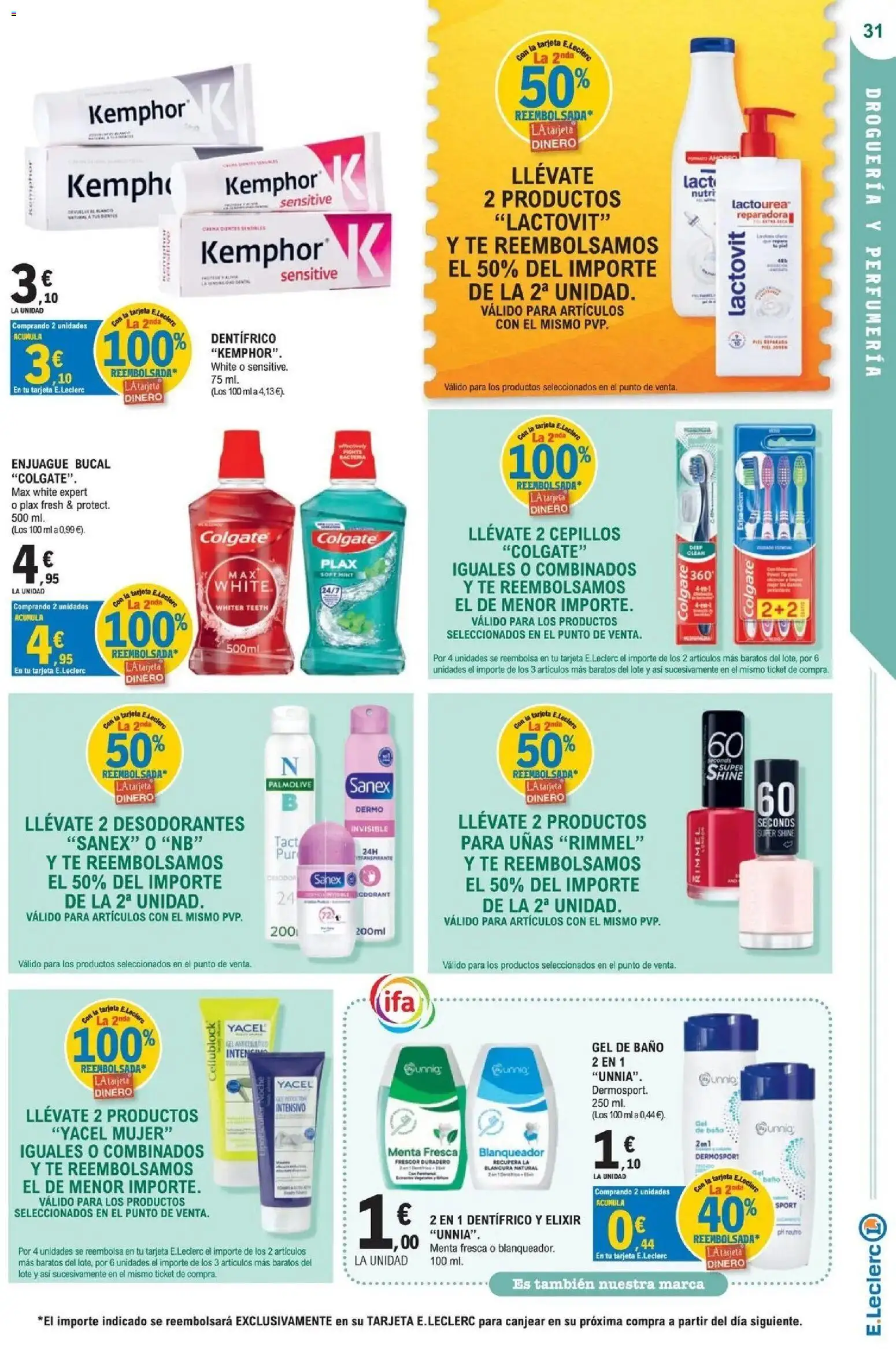 E.Leclerc Megames 2 07/10/2026 - 18/10/2026 | Página: 31 | Productos: Enjuague bucal, Gel de baño, Té, Baño