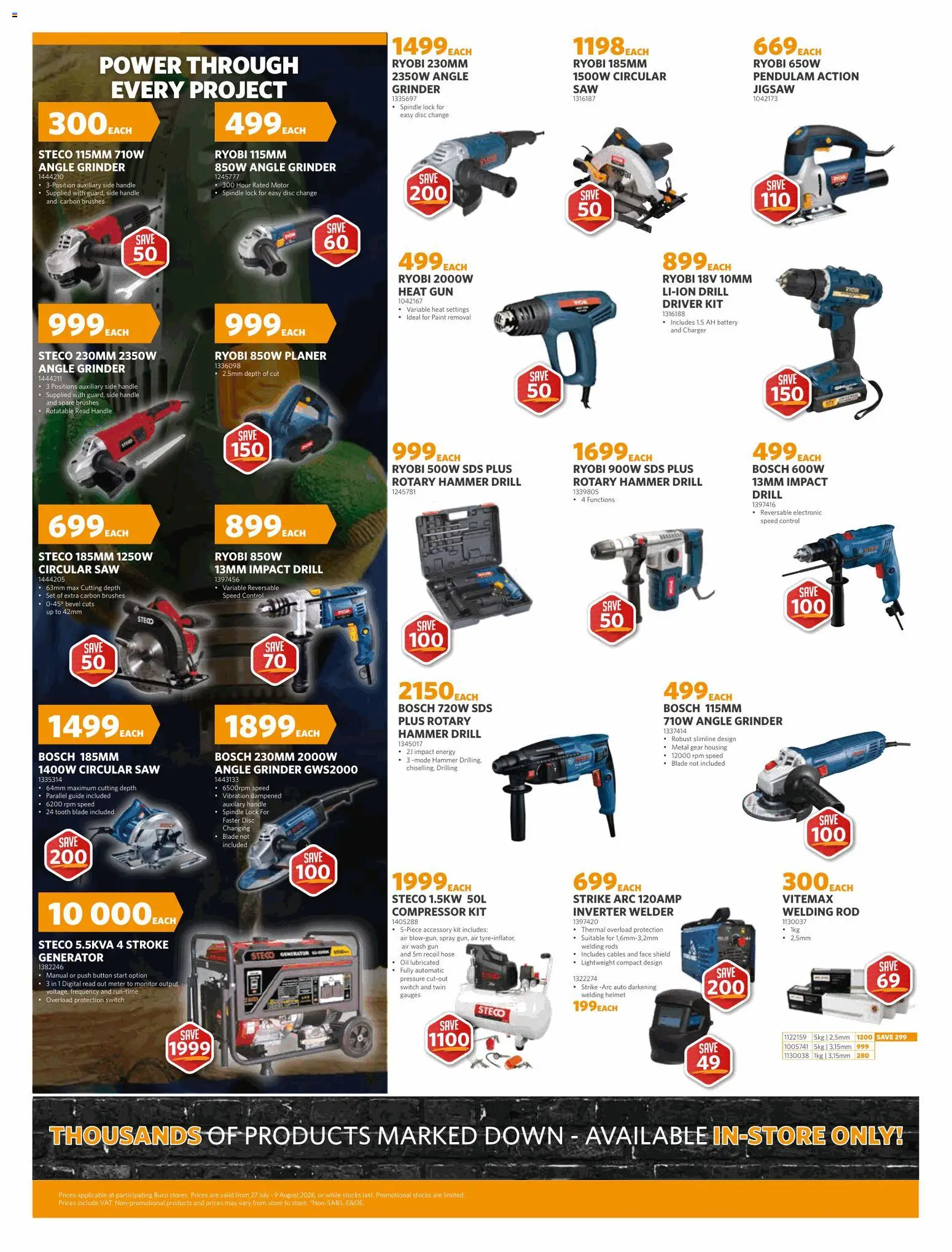 New BUCO catalogue – valid from 27/07/2026 | Page: 2 | Products: Monitor, Compressor, Jigsaw, Hammer