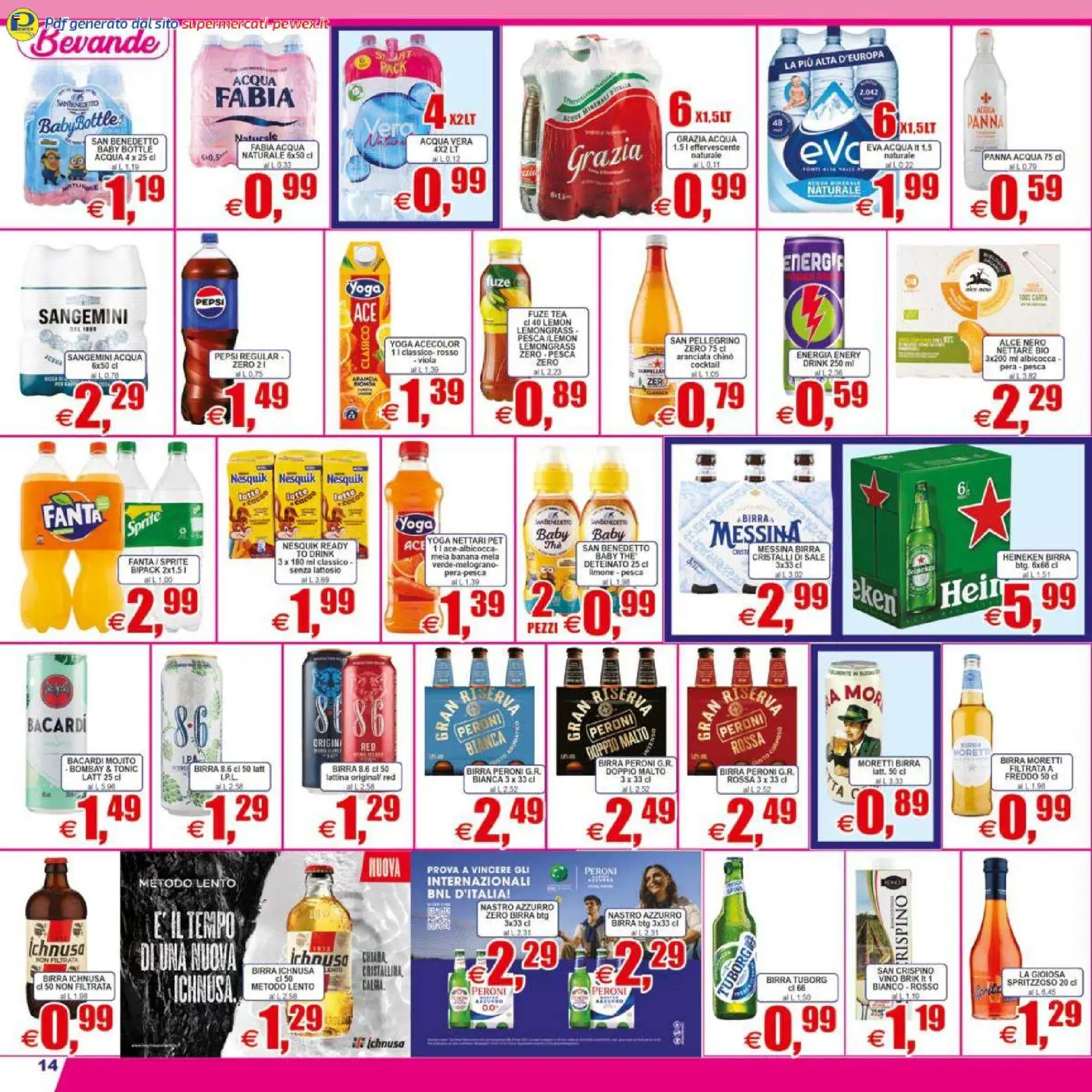 Volantino Pewex del 07.04.2026 | Pagina: 14 | Prodotti: Birra Moretti, The, Arancia, Heineken