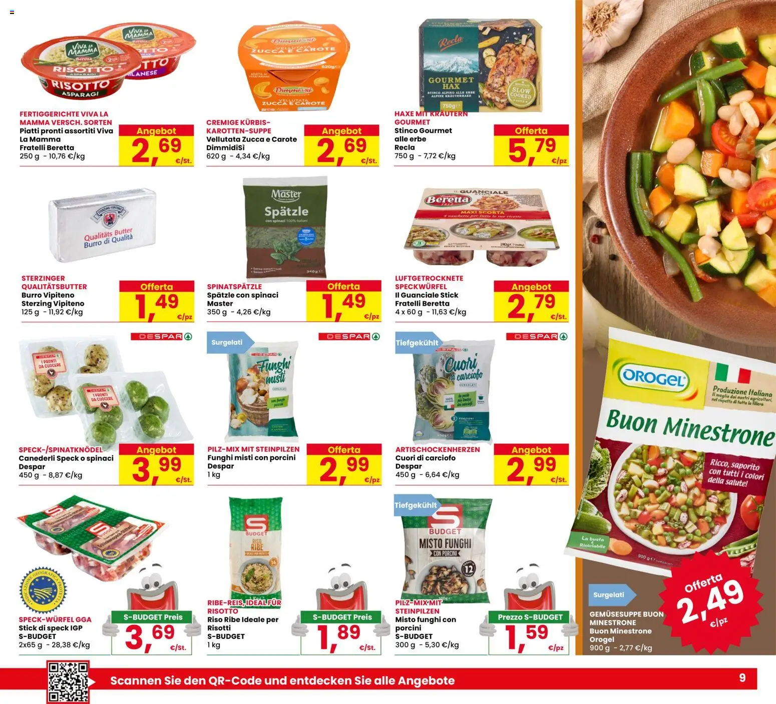 Volantino Eurospar del 15/10/2026 | Pagina: 9 | Prodotti: Riso, Piatti pronti, Piatti, Carote