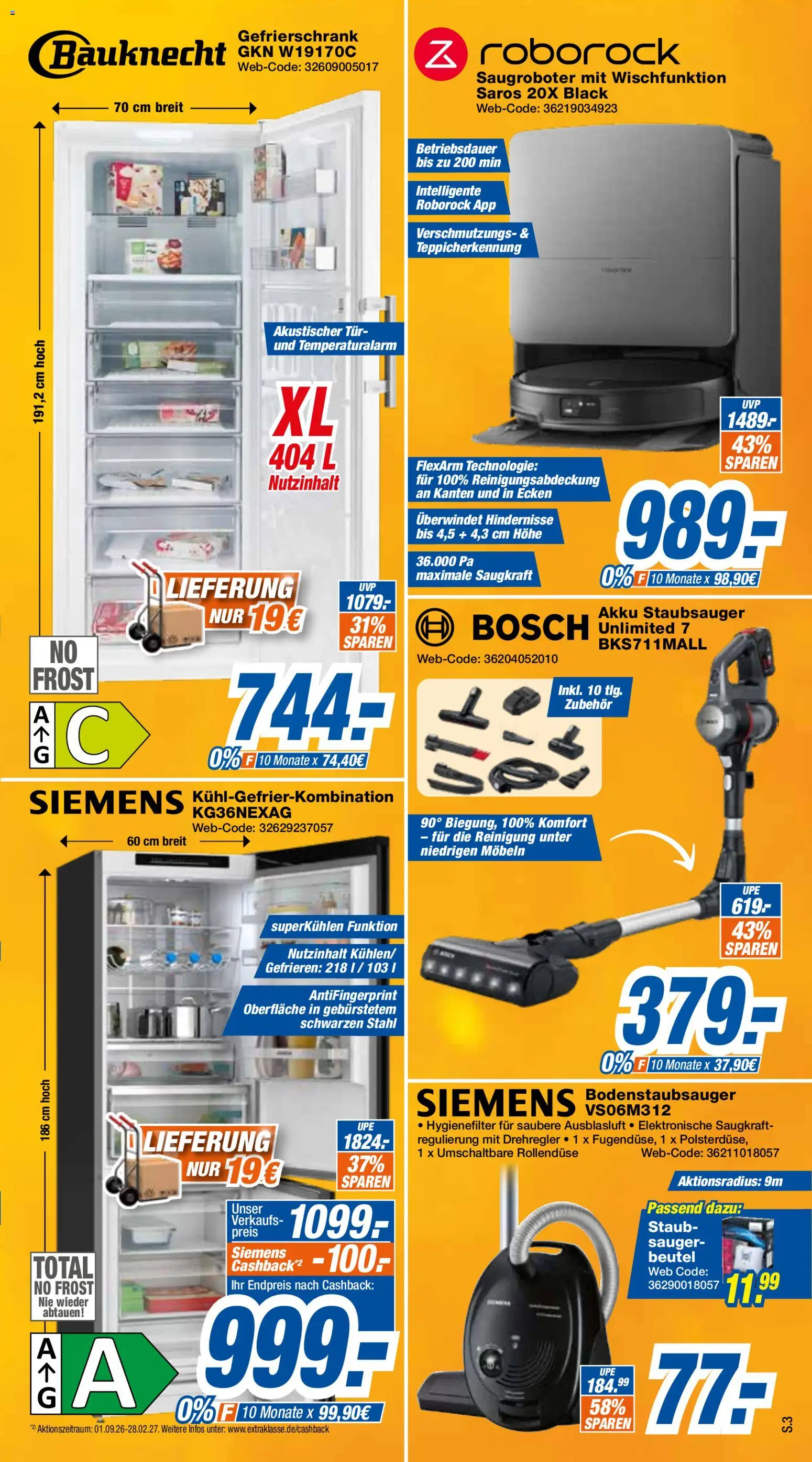 Expert Prospekt Giessen – gültig ab 19.09.2026 | Seite: 3 | Produkte: Bosch, Siemens, Gefrierschrank, Tür