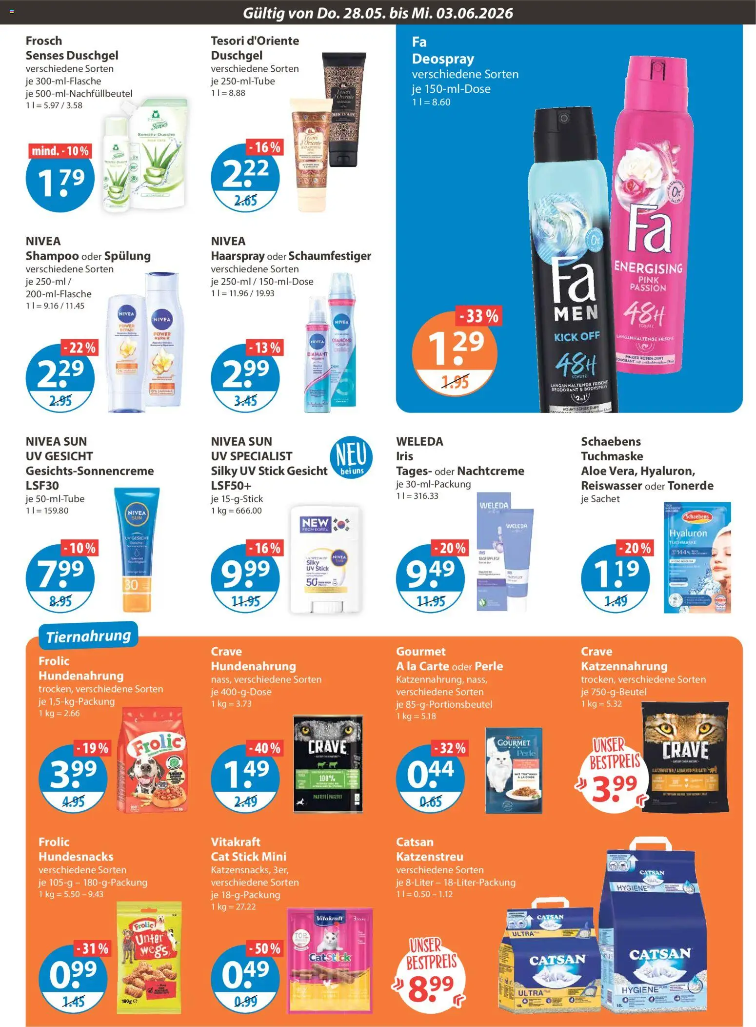 V-Markt Angebote – gültig ab 28.05.2026 | Seite: 11 | Produkte: Catsan, Spülung, Haarspray, Nachtcreme