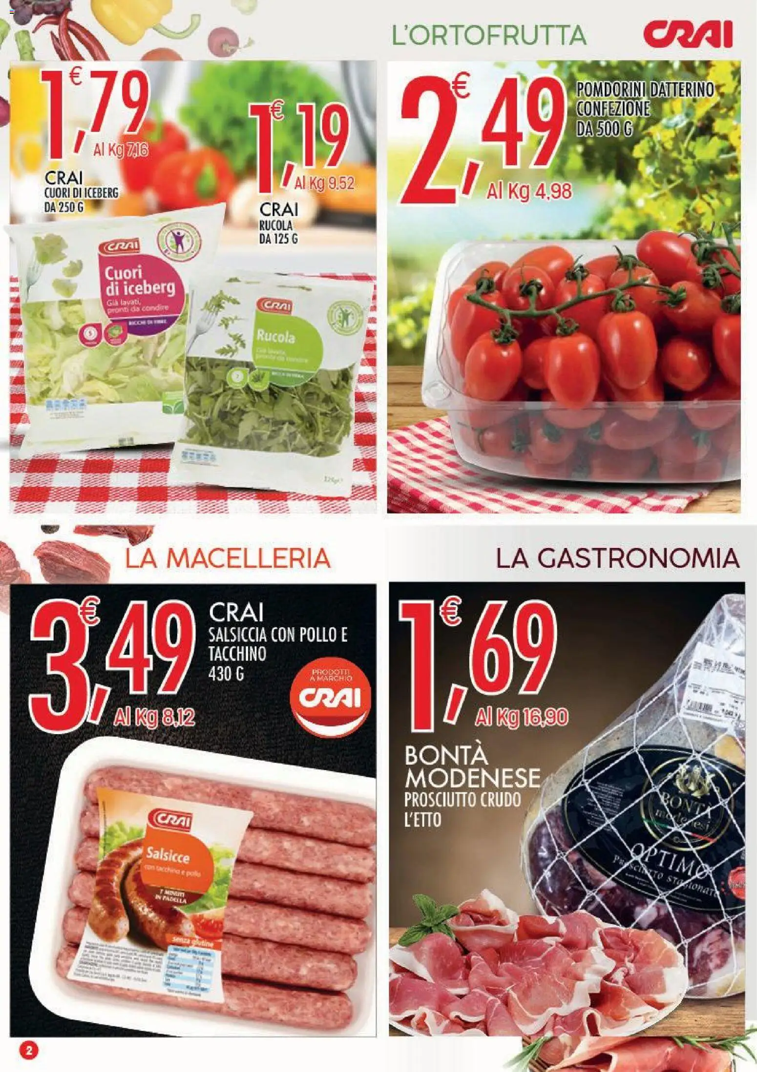 Volantino CRAI del 14.05.2026 | Pagina: 2 | Prodotti: Prosciutto Crudo, Pollo, Tacchino, Salsiccia