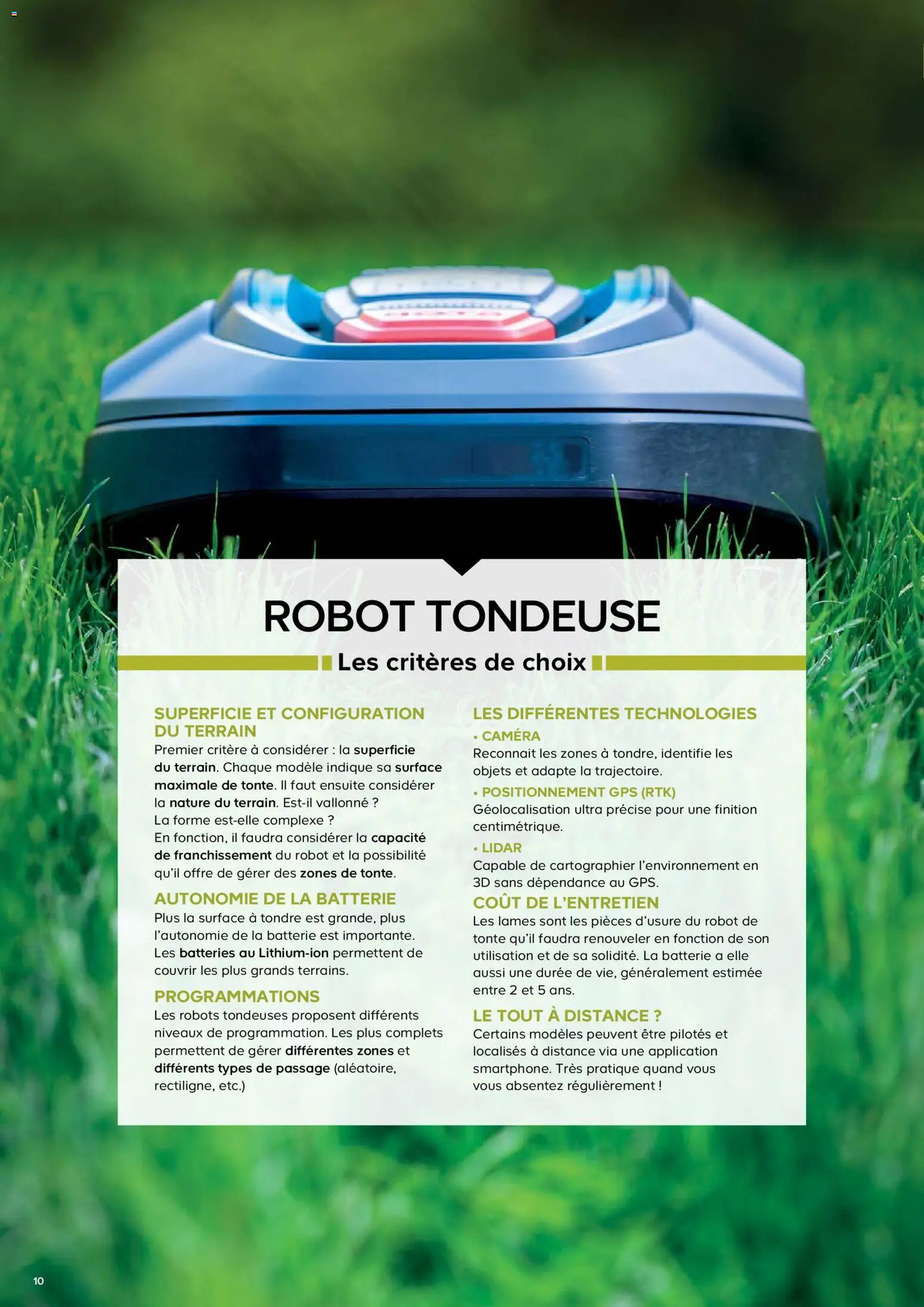 {H1} | Page: 10 | Produits: Robot, Tondeuse, Batterie, GPS