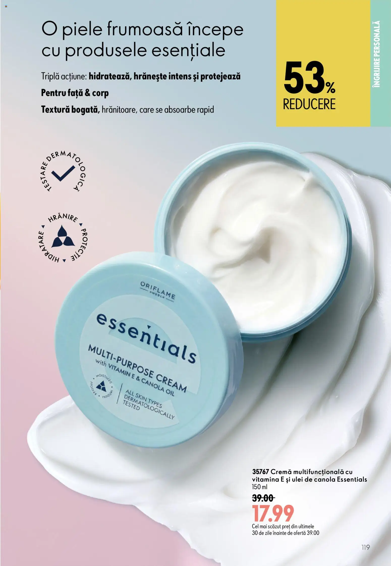 Noul catalog Oriflame – valabil de la 29.07.2026 | Pagină: 119 | Produse: Cremă, Ulei