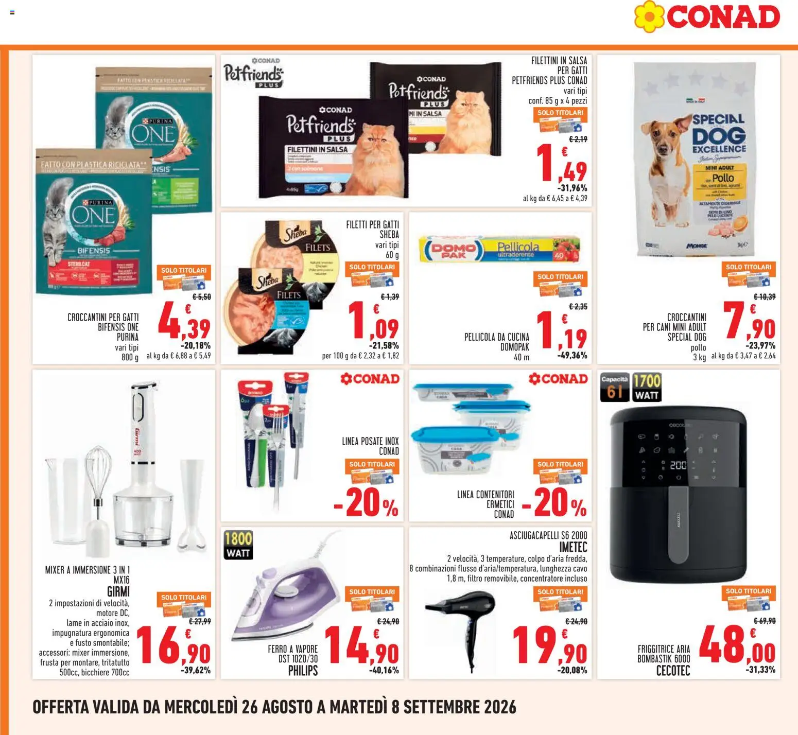 Volantino Conad del 26/08/2026 | Pagina: 24 | Prodotti: Pollo, Tritatutto, Cocco, Mixer