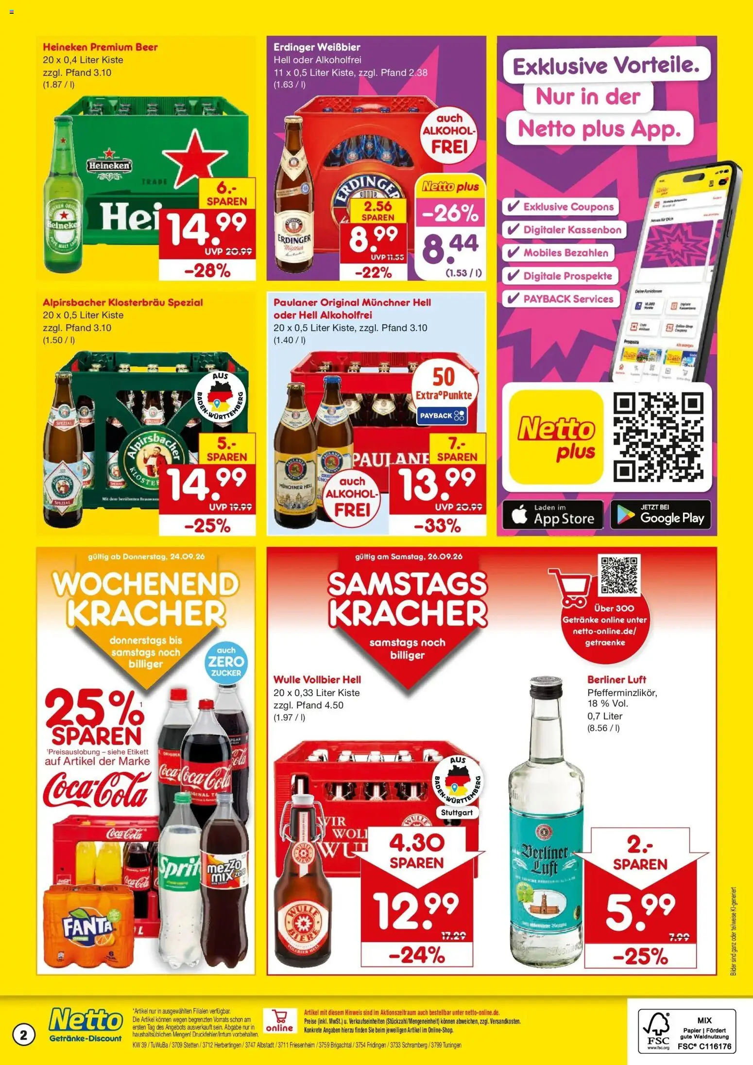 Netto Marken-Discount Prospekt Albstadt-Onstmettingen – gültig ab 21.09.2026 | Seite: 2 | Produkte: Fanta, Erdinger, Weißbier, Alkohol