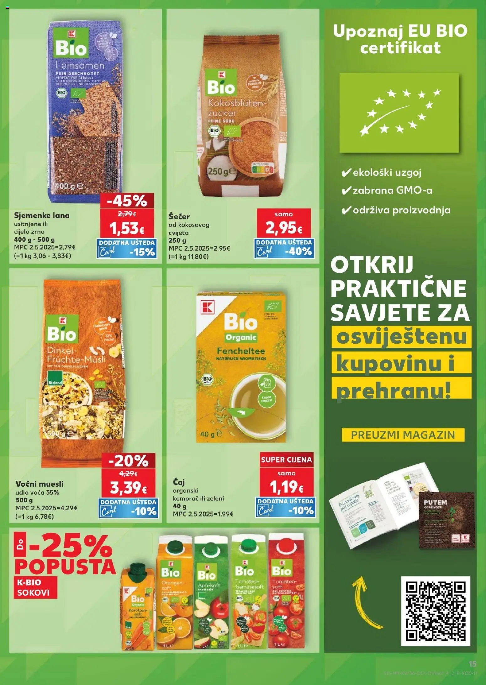 Kaufland katalog | vrijedi od 02.09.2026 | Stranica: 15 | Proizvodi: Muesli, Čaj, Šećer, Sjemenke
