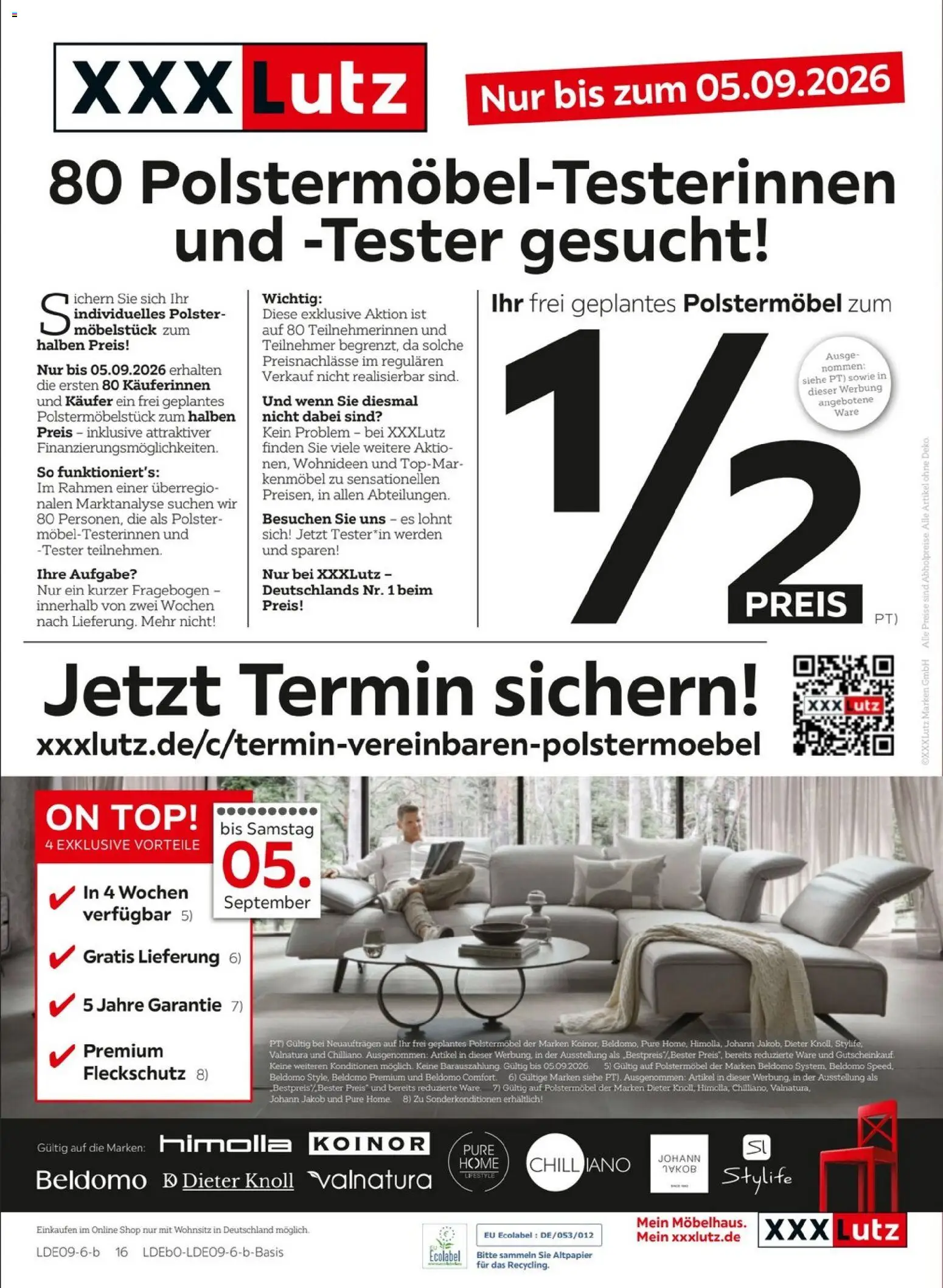 XXXLutz Personalrabatt für alle – gültig ab 02.09.2026 | Seite: 33 | Produkte: Top