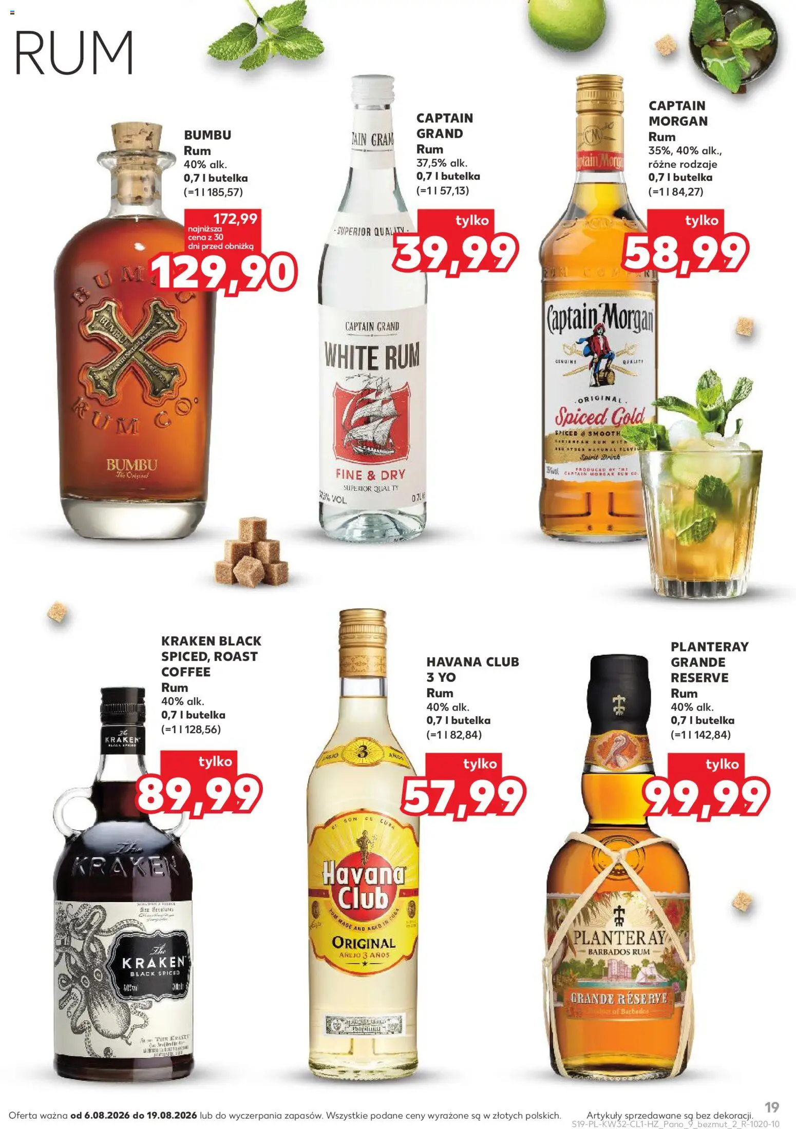 Kaufland Polsko leták - Barek od 06.08.2026 | Strana: 19 | Produkty: Morgan, Havana club, Captain Morgan, Rum Kraken