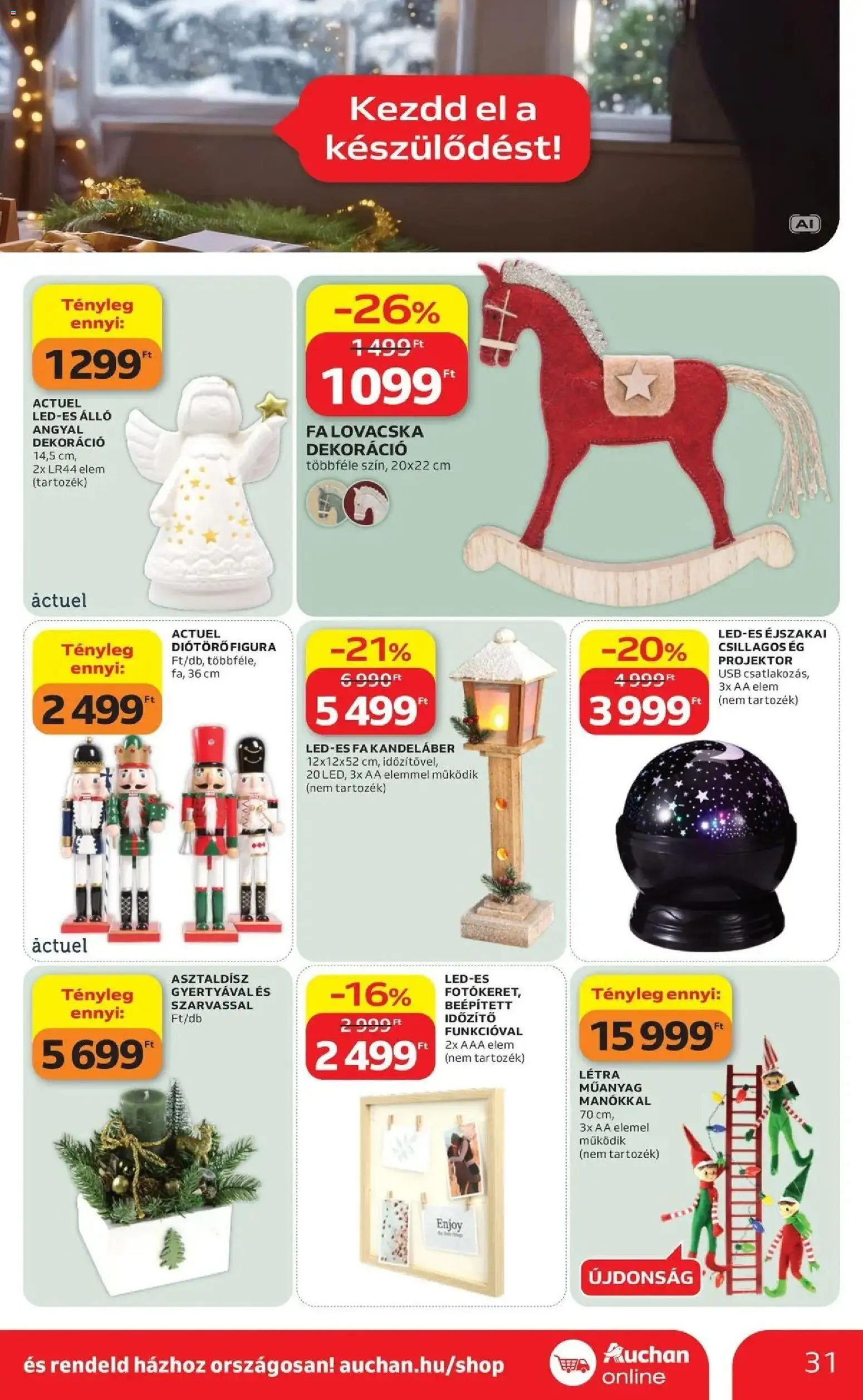 Auchan akciós újság Kecskemét - 2026.10.29. -tól/töl > akció, lapozható szórólap 🛍️ | Oldal: 31 | Termékek: USB, Diótörő figura, Létra, Elem
