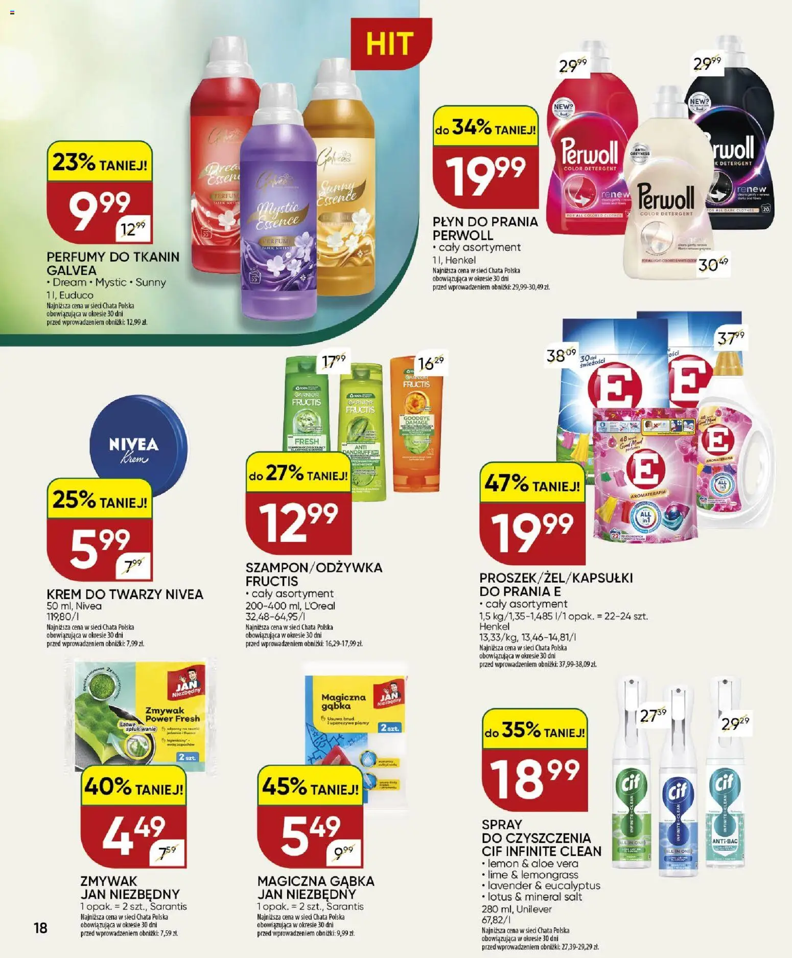 Chata Polska gazetka od 10.09.2026 | Strona: 18 | Produkty: Perwoll, Lotus, Perfumy, Gąbka