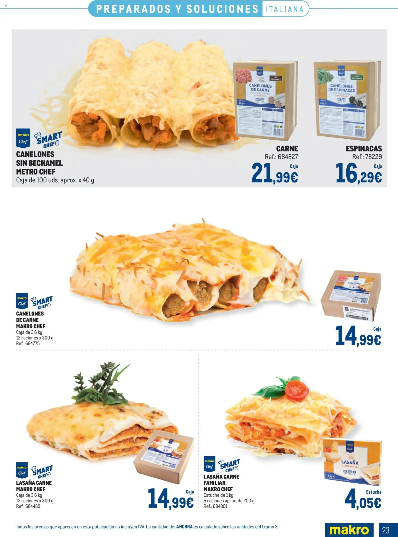 Makro Congelados Centro │ válido desde el 04.05.2026 | Página: 23 | Productos: Πορσελάνη, Lasaña, Caja, Canelones