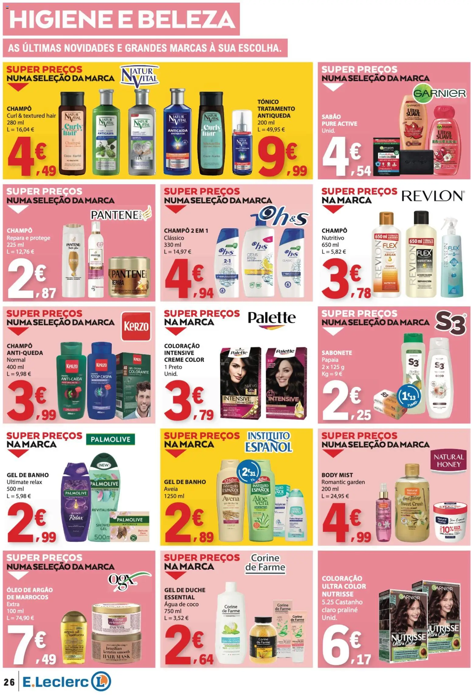 E.Leclerc folheto │ válido de 16/07/2026 | Página: 26 | Produtos: Agua, Sabão, Gel de banho, Óleo