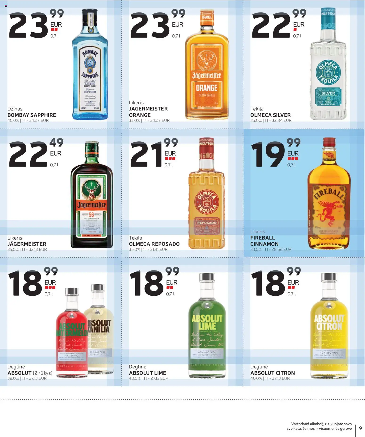 Rimi akcijos nuo 2026.08.11 | Puslapis: 9 | Prekių: Degtinė, Jägermeister, Jägermeister Orange, Džinas