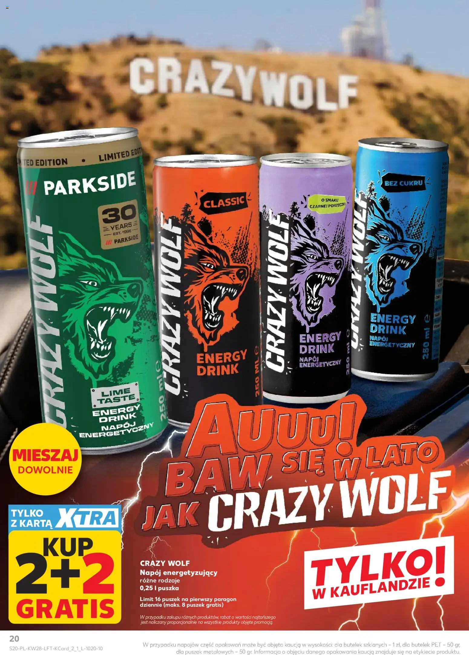 Kaufland Polsko leták od 09.07.2026 | Strana: 20 | Produkty: Crazy Wolf, Parkside, Energy drink