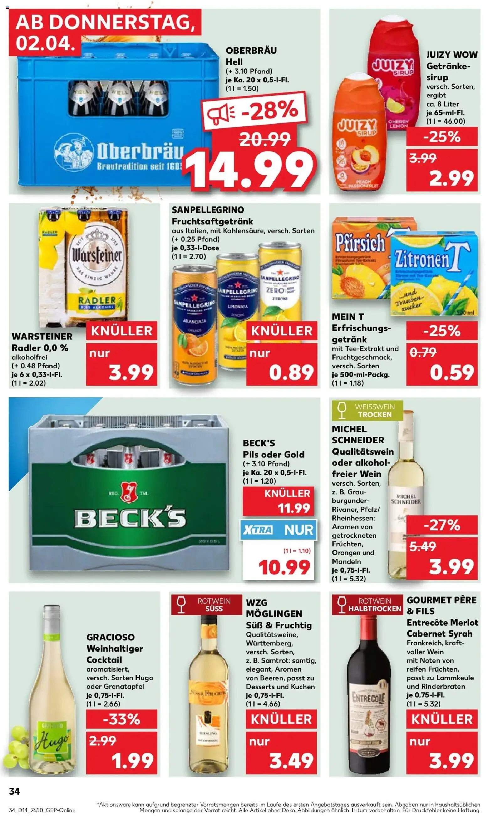 Kaufland Prospekt Überlingen	 – gültig ab 30.03.2026 | Seite: 48 | Produkte: Weißwein, Pils, Pfirsich, Hugo