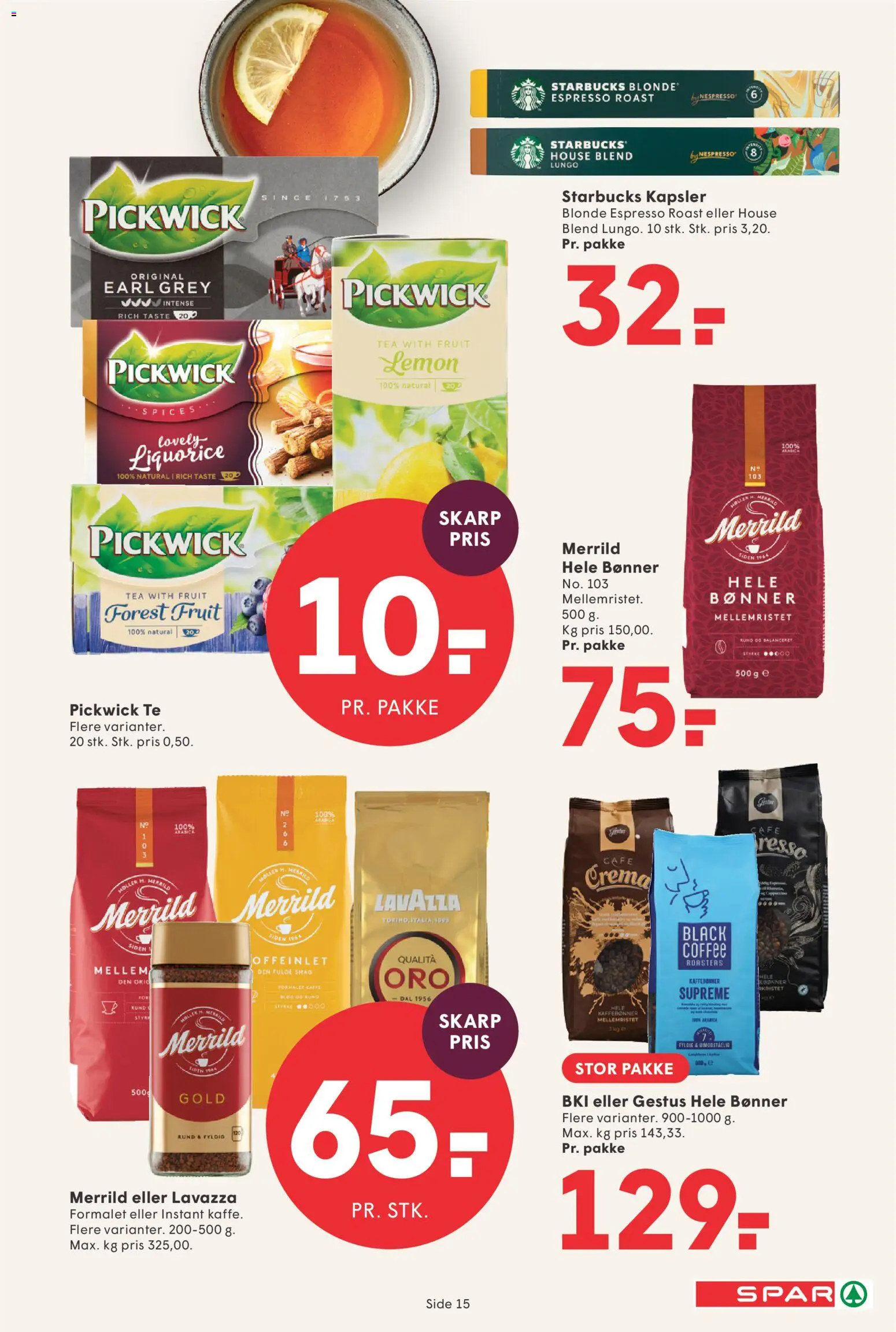 Spar tilbudsavis – gyldig fra 04/09/2026 | Side: 16 | Produkter: Te, Bønner