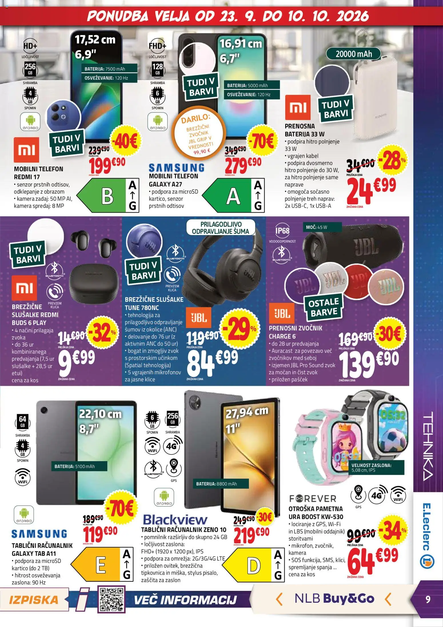 Novi E.leclerc katalog ponudbe – veljaven od 23.09.2026 | Stran: 9 | Izdelki: Med, Tipkovnica, Slusalke, Kos