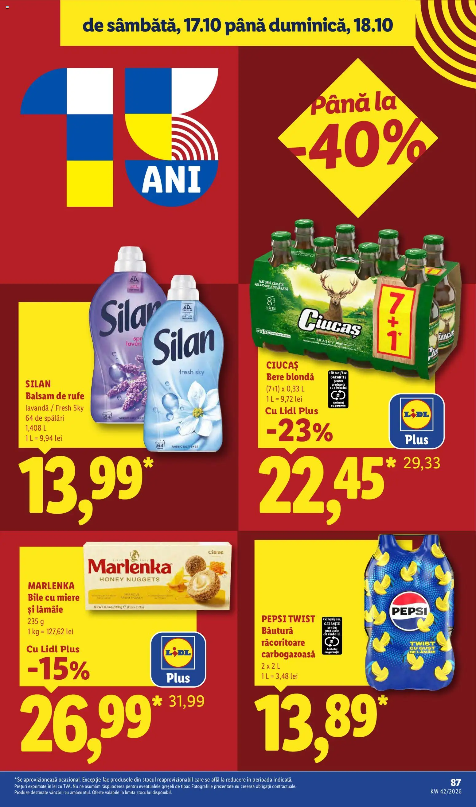Noul catalog Lidl – valabil de la 12.10.2026 | Pagină: 87 | Produse: Miere, Pepsi, Balsam de rufe, Lămâie
