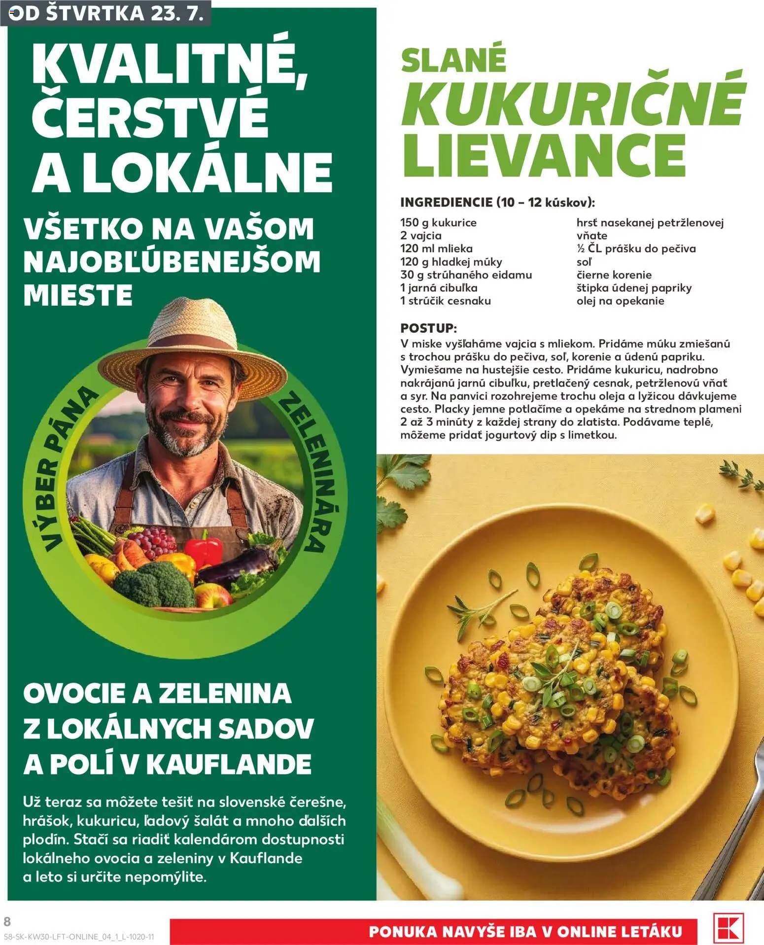 Nové Kaufland akcie – leták je platný od 23.07.2026 | Strana: 8 | Produkty: Jarná cibuľka, Vajcia, Čierne korenie, Šalát