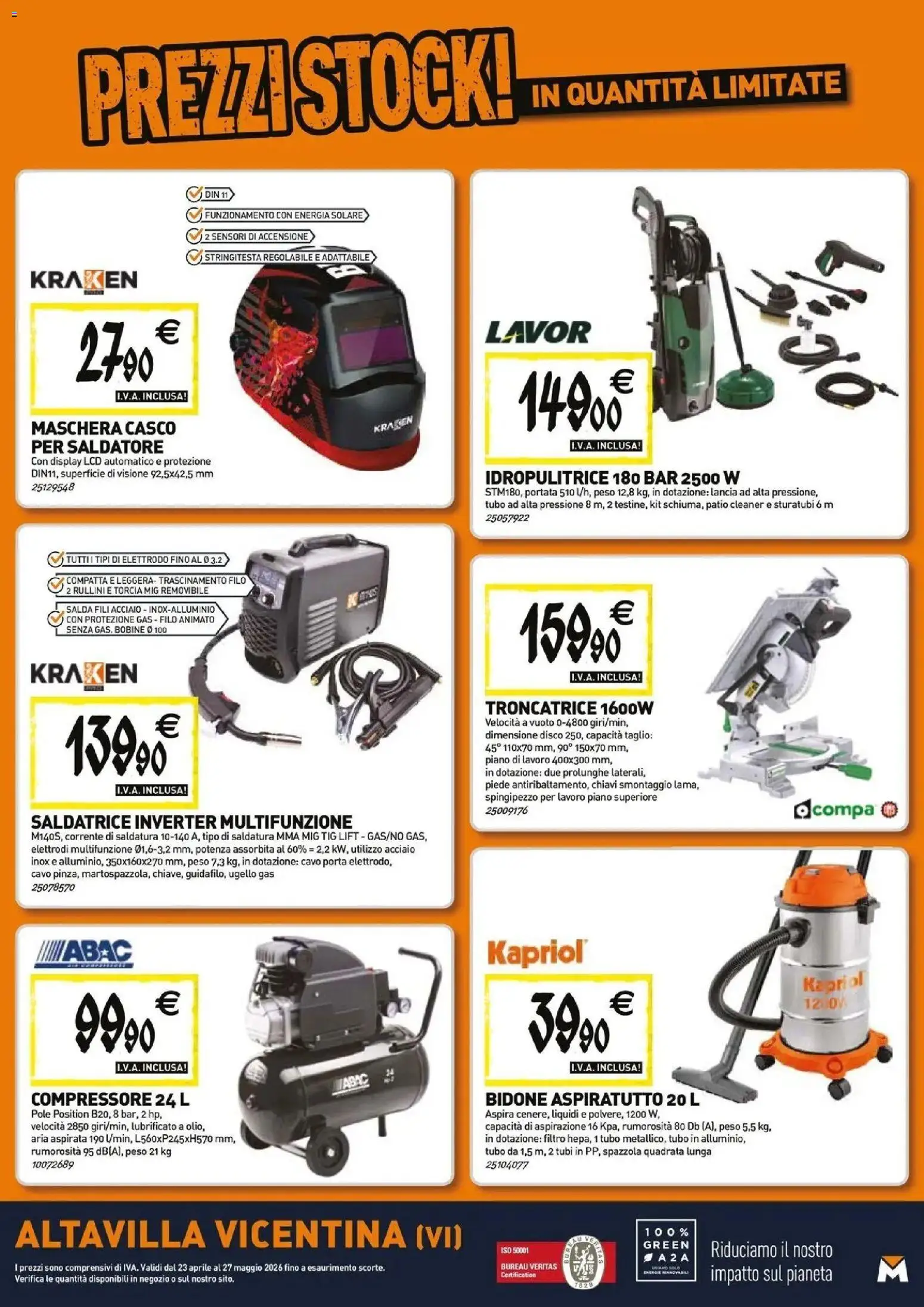 Volantino TECNOMAT del 23.04.2026 | Pagina: 19 | Prodotti: Spazzola, Maschera, Compressore, Disco